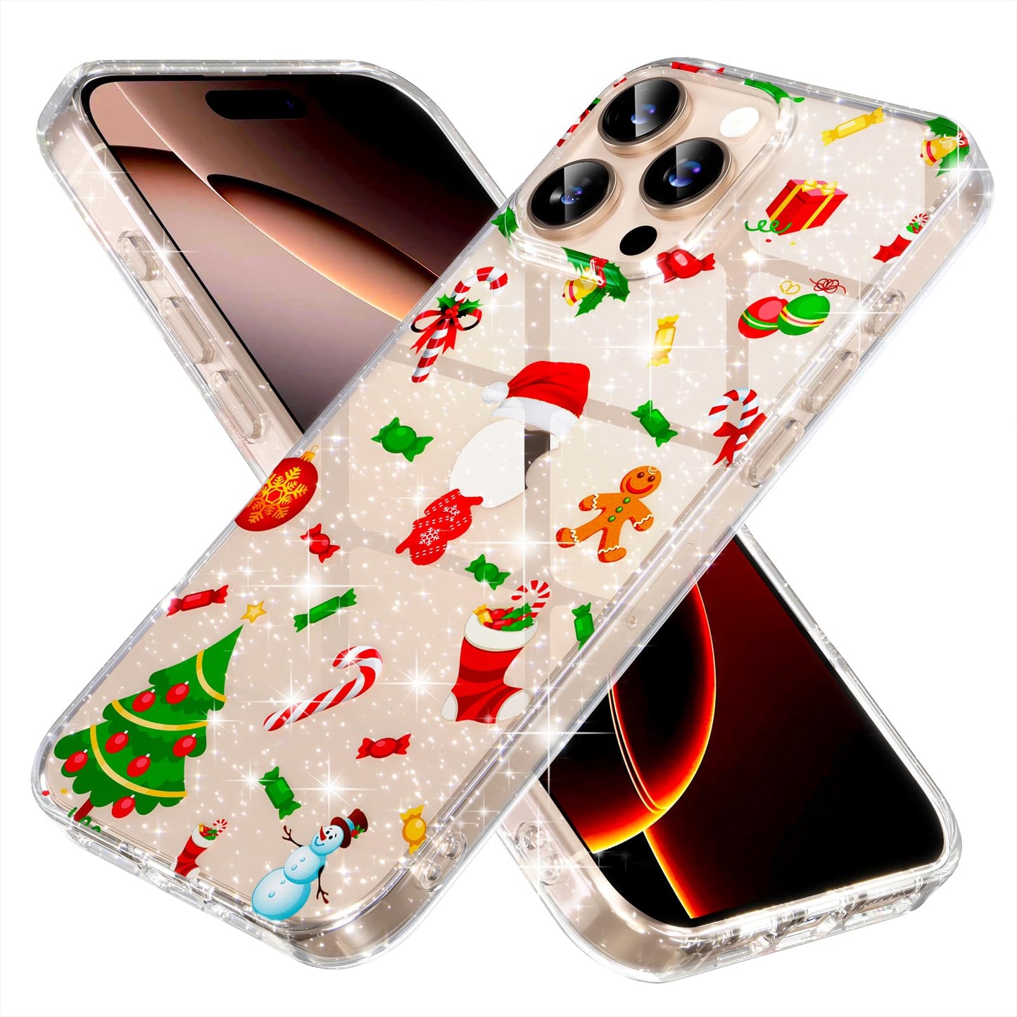 Choiche Compatible for iPhone 16 Case, Cute Glitter Sparkly Bling Christmas Phone Case, Military-Grade Drop Protection Shockproof Cover for Women Girls (Glitter Snowflake)
