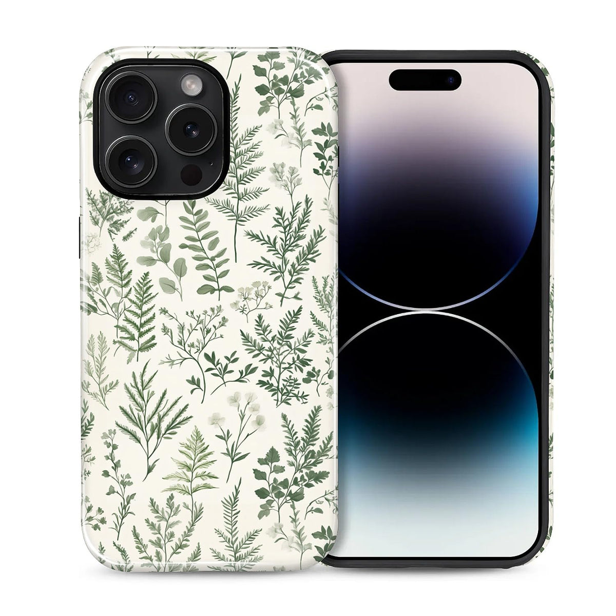 Compatible with iPhone 13 14 Case, Hybrid 2-Layer Case Shockproof Anti-Scratch for Girl Women Boy Men, Plant Collection for iPhone 13 14