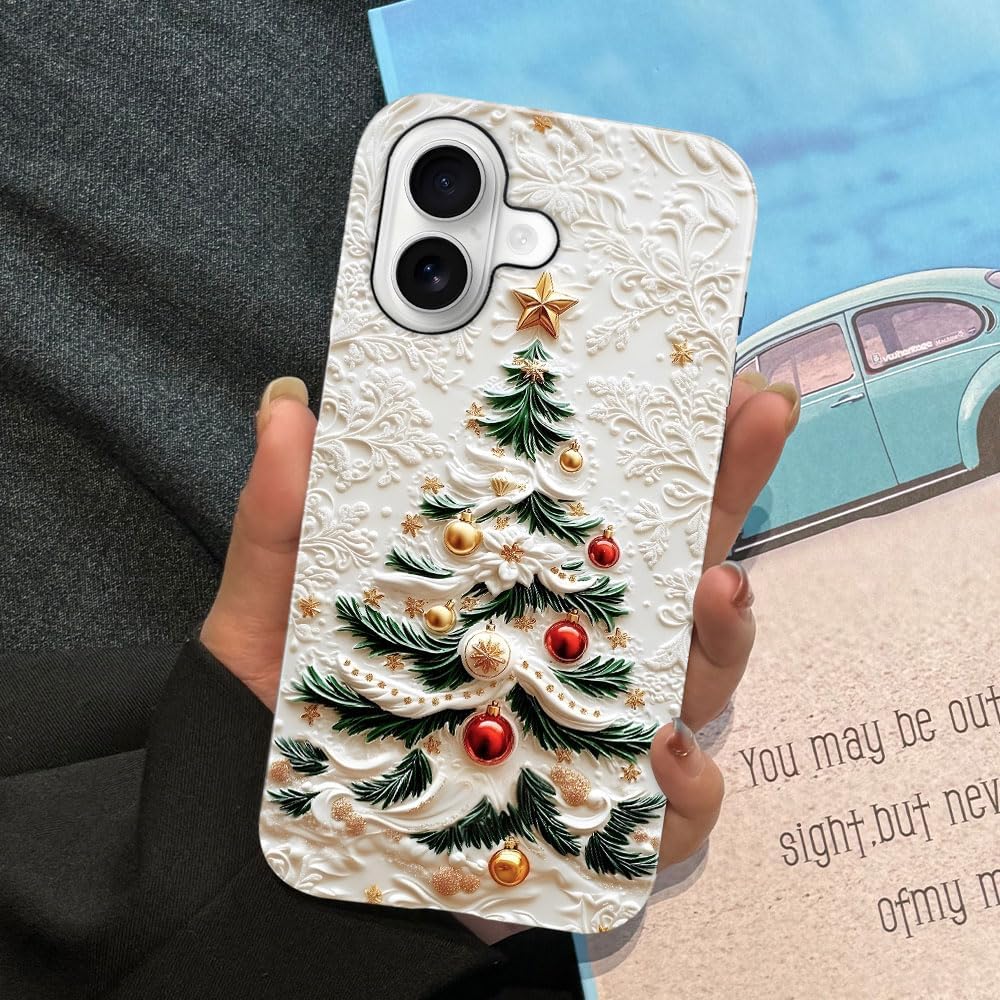 DAIZAG Case Compatible with iPhone 17,Glossy Durable Shock Protection Cover for Girl Women,Christmas Tree Snowflake Pattern