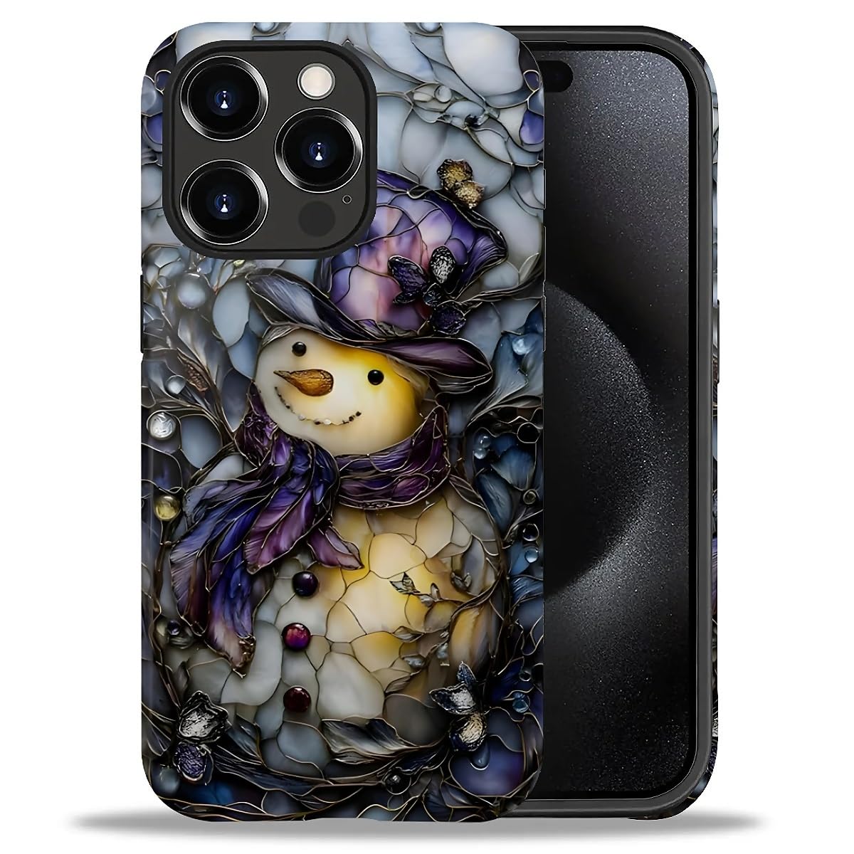 Case for iPhone 17,Drop Protection Hybrid 2-Layer Hard Phone Cover-Vintage Christmas Stamps Collage