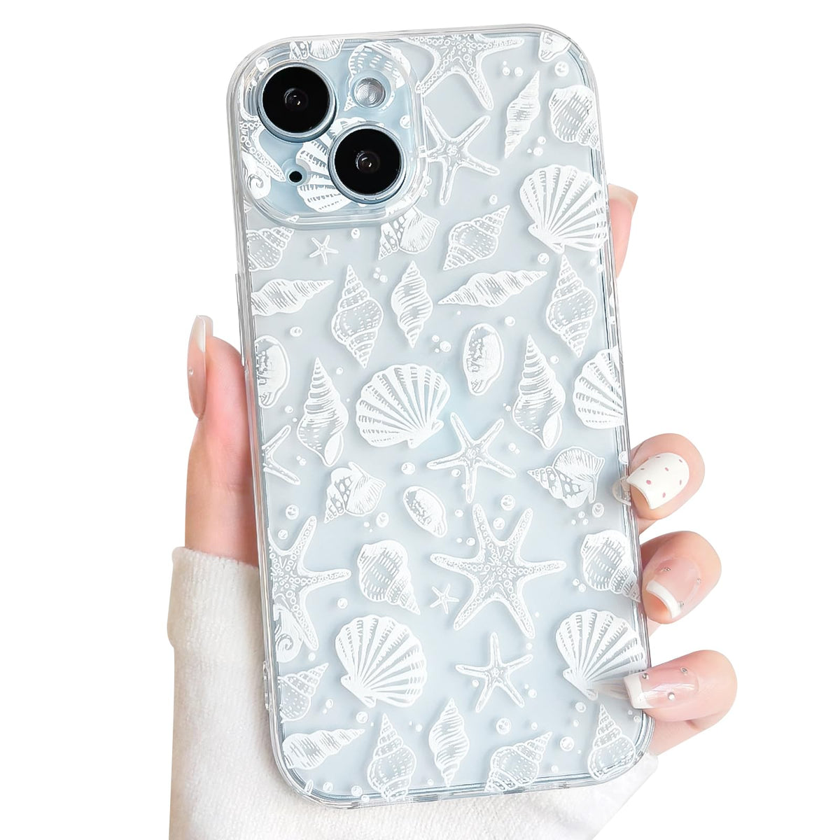 NITITOP Compatible with iPhone 16 Case Clear Sea - White Turtle | Cute, Shell whale ocean animal, For women men girls boys, Slim, Soft TPU, Shockproof