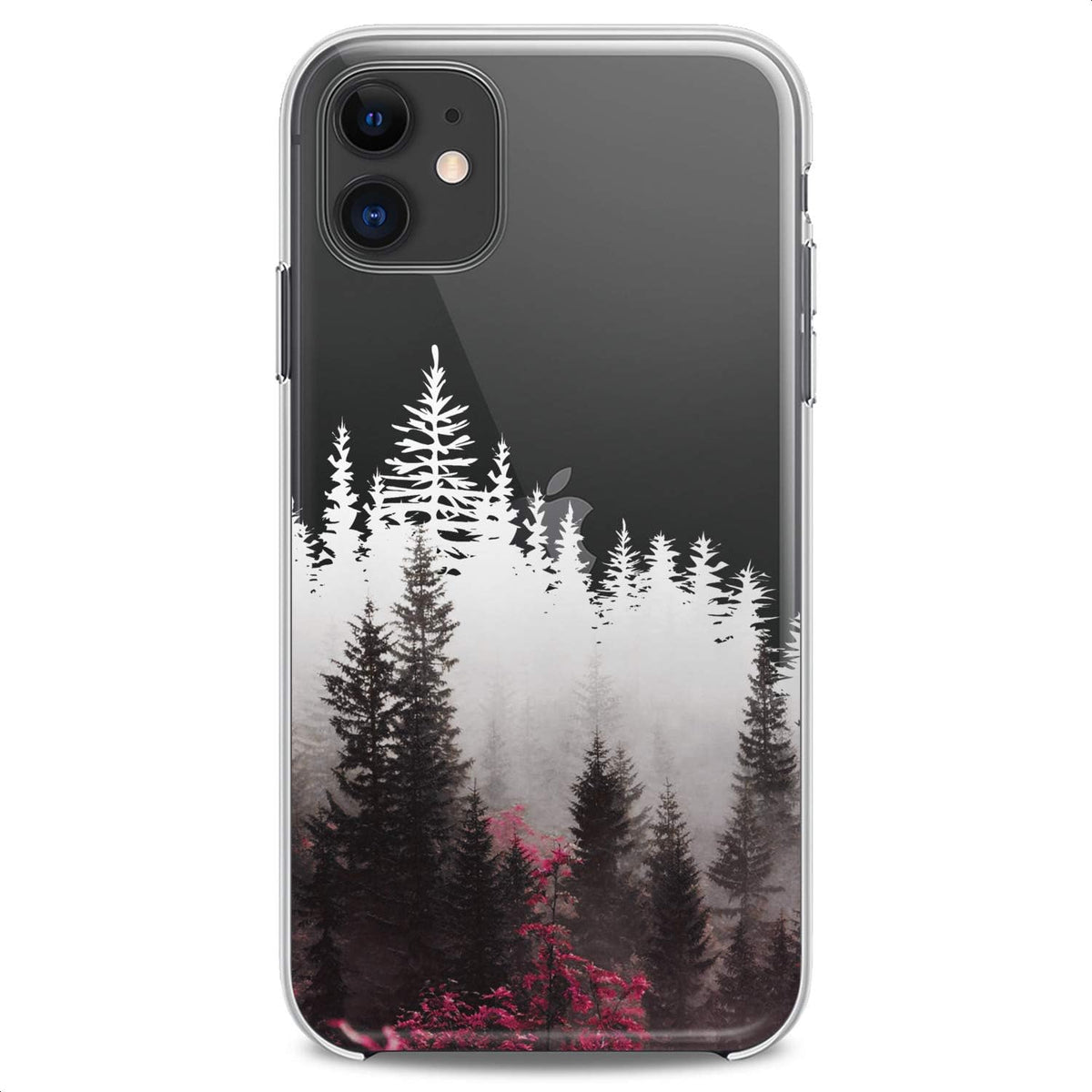 TPU Case Compatible with iPhone 16e 15 14 13 12 11 Pro Max Plus Mini Xs Xr X 8 7 6 5 SE Red Forest White Plants Teen Slim Nature Cute Girls Print Trees Design Clear Flexible Silicone Colorful