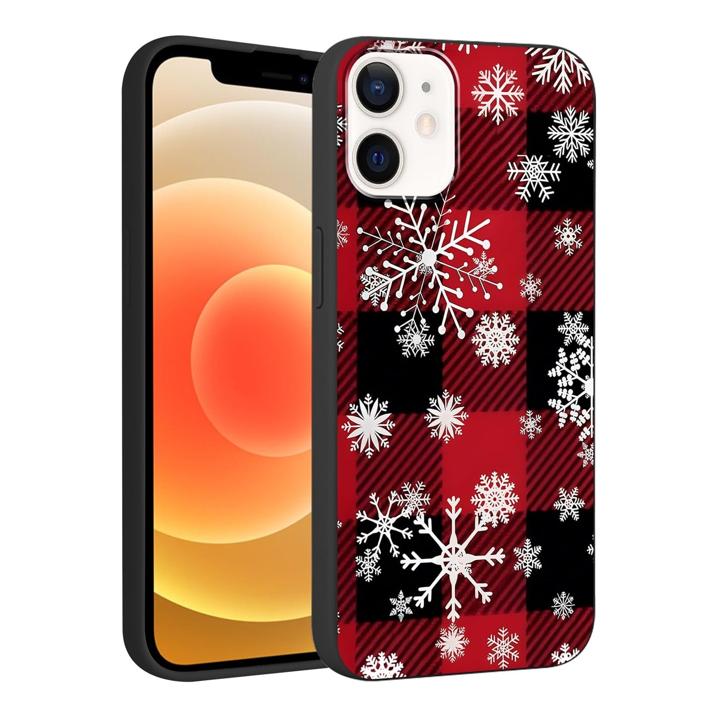 Merry Christmas Plaid Checkered Phone Case for iPhone 11 6.1", Cute Xmas Case Red Grey Scottish Tartan Grid Stripe Pattern Design Cover Shockproof Soft Silicone Protective Funda for Girl Women