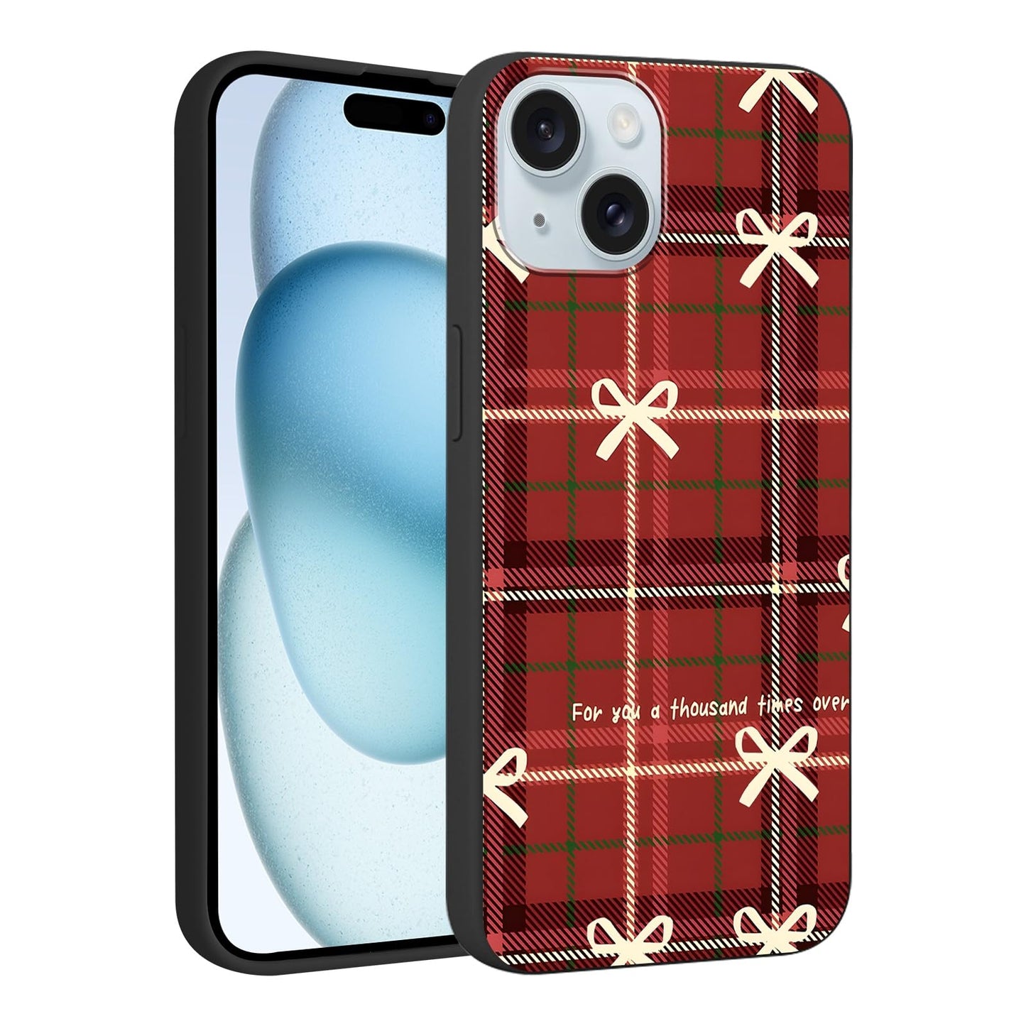 Merry Christmas Plaid Checkered Phone Case for iPhone 11 6.1", Cute Xmas Case Red Grey Scottish Tartan Grid Stripe Pattern Design Cover Shockproof Soft Silicone Protective Funda for Girl Women