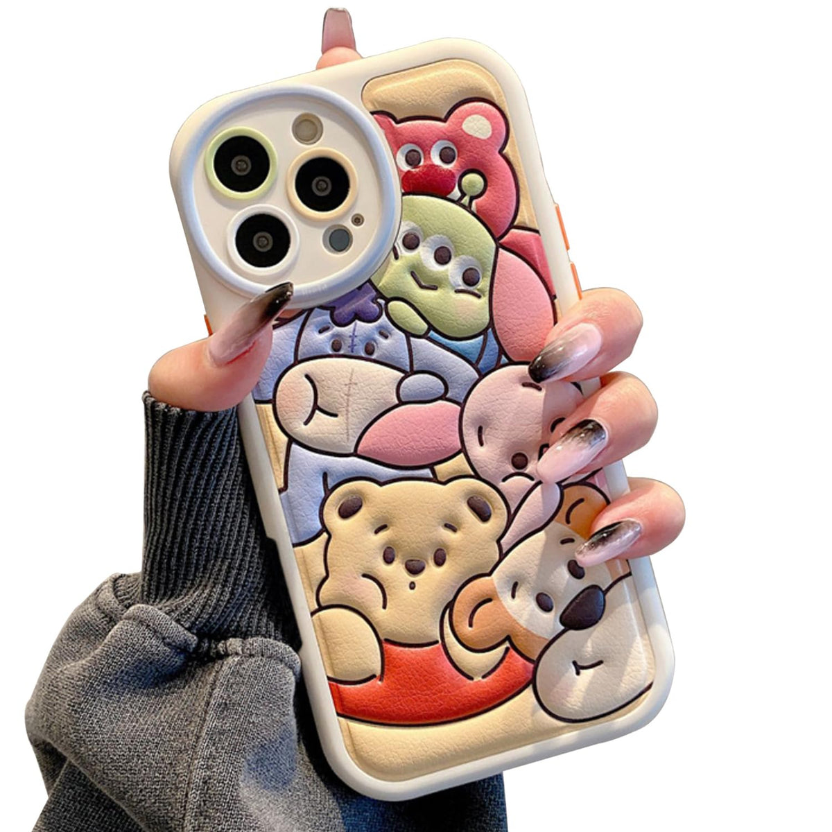 Compatible with iPhone 17 Cute Case, Kawaii Phone Case TPU Leather Cute Bear Cartoon case Soft Rubber Shockproof Protective for iPhone 17 Case Cover for Women Girls