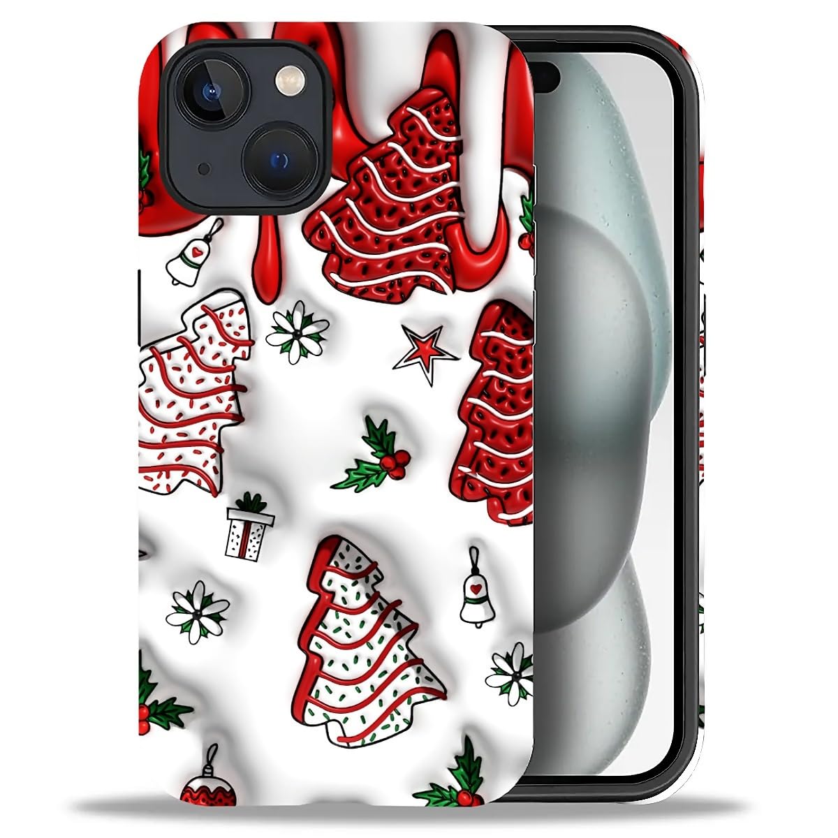 Case for iPhone 17,Drop Protection Hybrid 2-Layer Hard Phone Cover-Vintage Christmas Stamps Collage