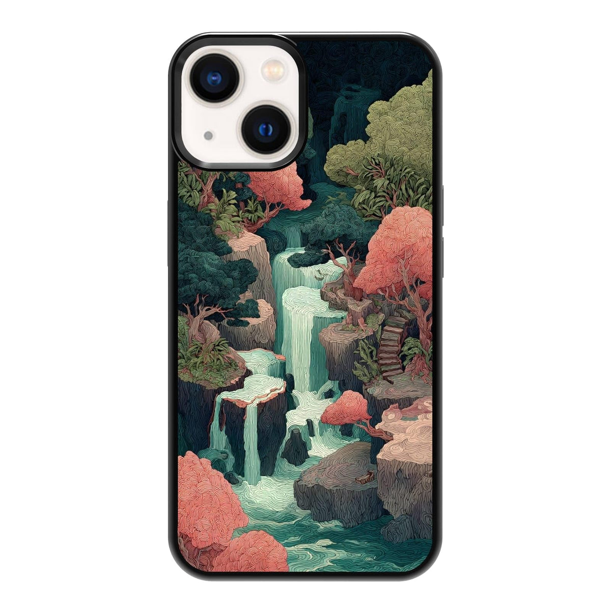 Four Seasons Tree of Life Watercolor Nature Phone Case, Shockproof Protective Cover for iPhone 11 12 13 14 15 16 17 Pro Max Plus Mini XR 7 8 SE