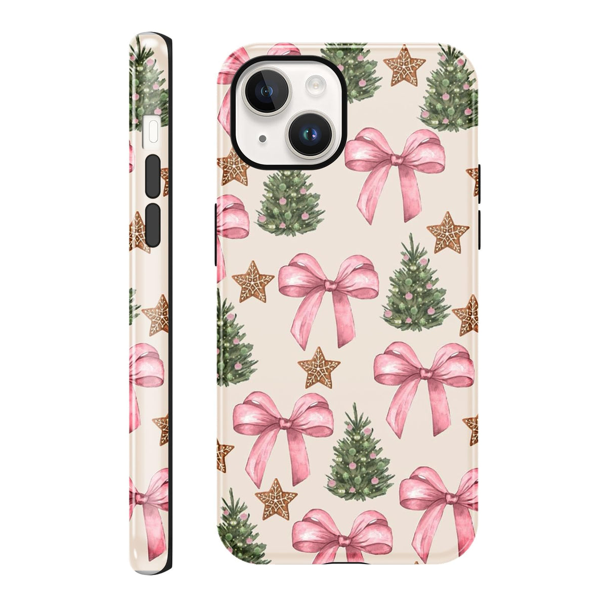 Merry Christmas Phone Case for iPhone 13/14, Cute Case with Candy Gingerbread Man Pattern, Hybrid Durable Shockproof Soft Silicone Cover for Girl Women Men Boys