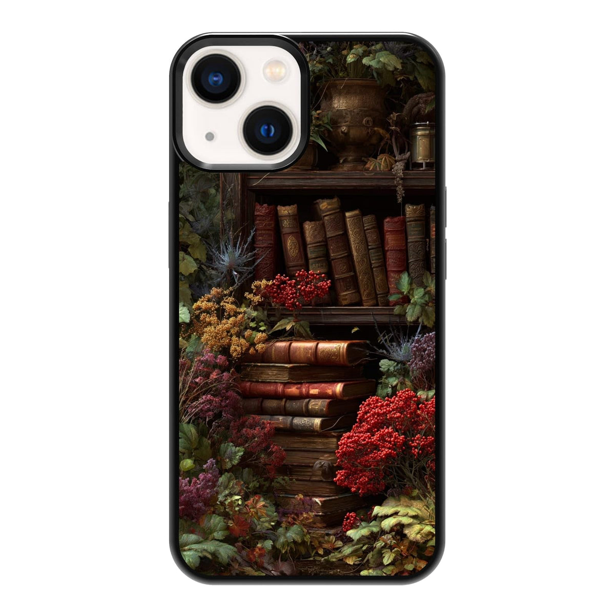 Elegant Forest Green Botanical Leaf and Plant Illustration Phone Case, Shockproof Protective Cover for iPhone 11 12 13 14 15 16 17 Pro Max Plus Mini XR 7 8 SE