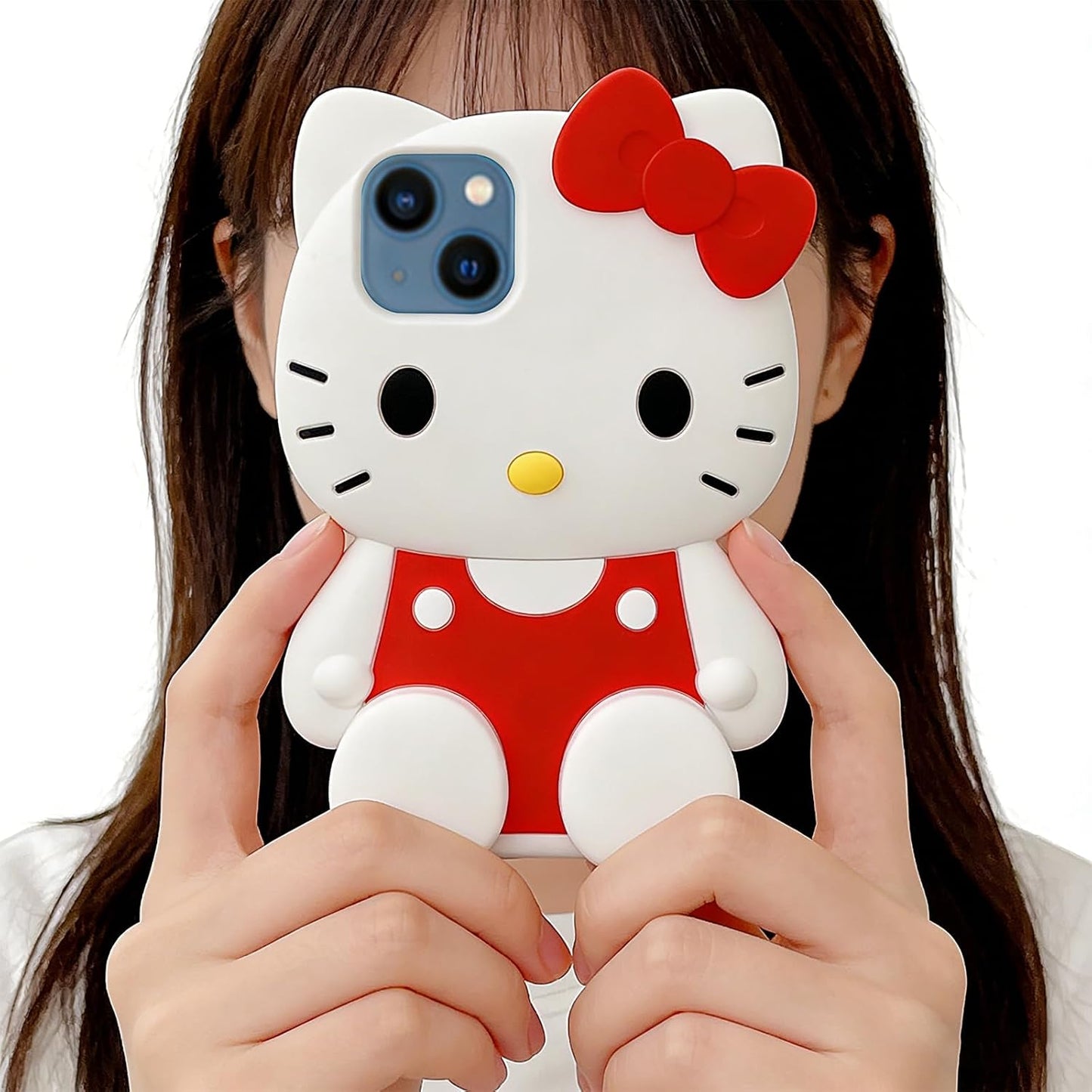 Anime Cat Soft Silicone Case for iPhone 13/14/15,Fashion Kawaii Soft Silicone Animal tective Gel Shockof Gel Back Cover