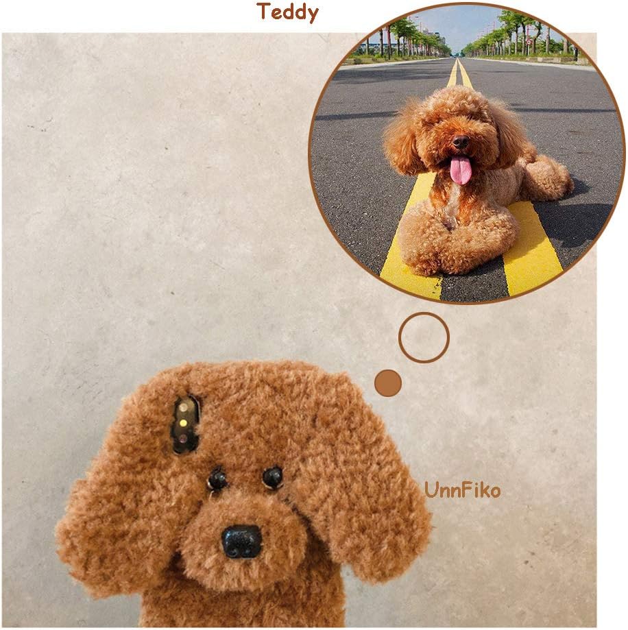 UnnFiko Super Cute Teddy Dog Fluffy Fur Case Compatible with iPhone 11, Fuzzy Furry Warm Plush Soft TPU Winter Case Protective Covers (Teddy Brown, iPhone 11)