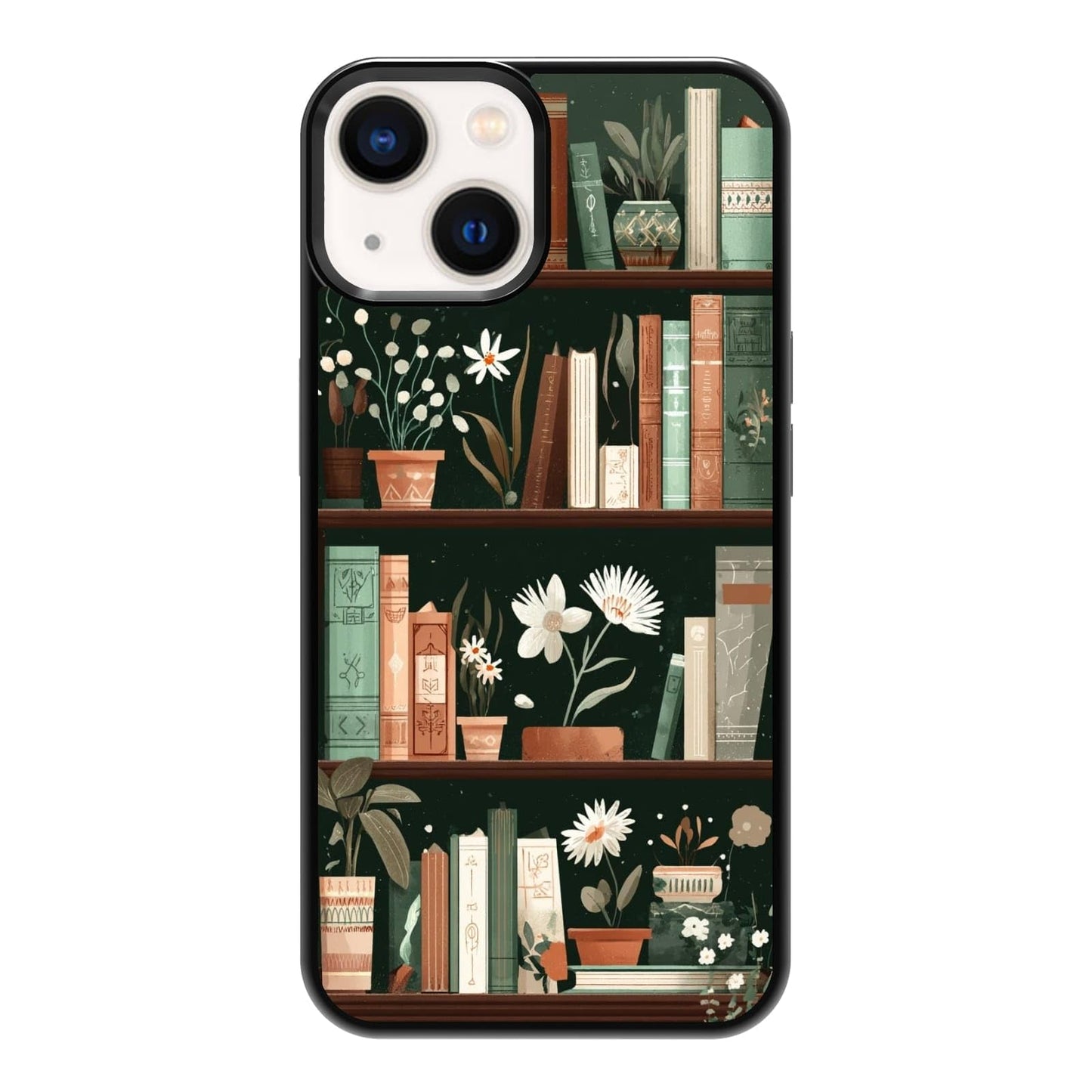 Plant Parent Bookshelf Botanical Greenery Library Phone Case, Shockproof Protective Cover for iPhone 11 12 13 14 15 16 17 Pro Max Plus Mini XR 7 8 SE