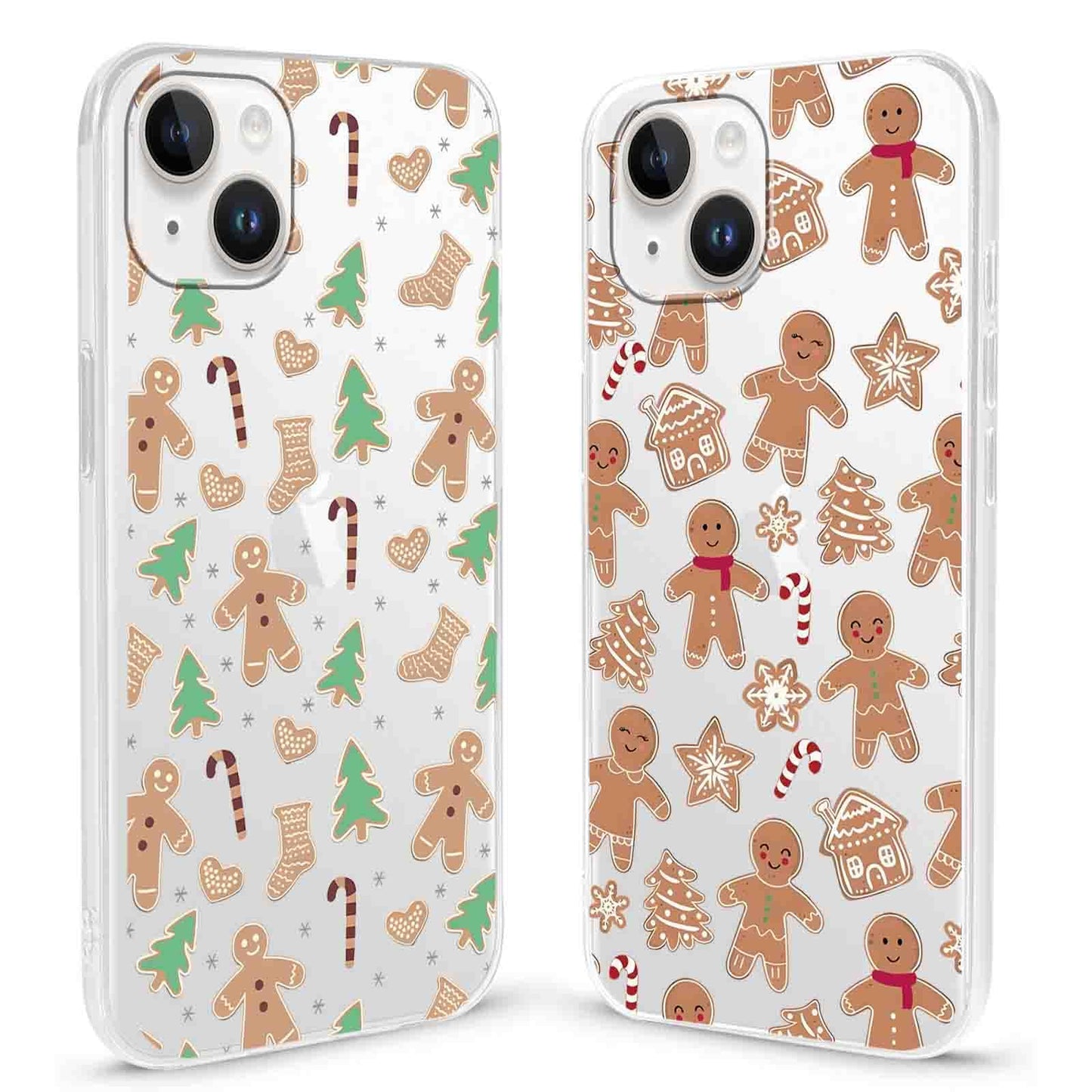 2 Pack Christmas Phone Case for iPhone 16 6.1'', Cute Christmas Tree Pattern Gifts Case with Gingerbread Canes Design Soft TPU Anti-Fall Protective Slim Shockproof Cover for Girl Women Men