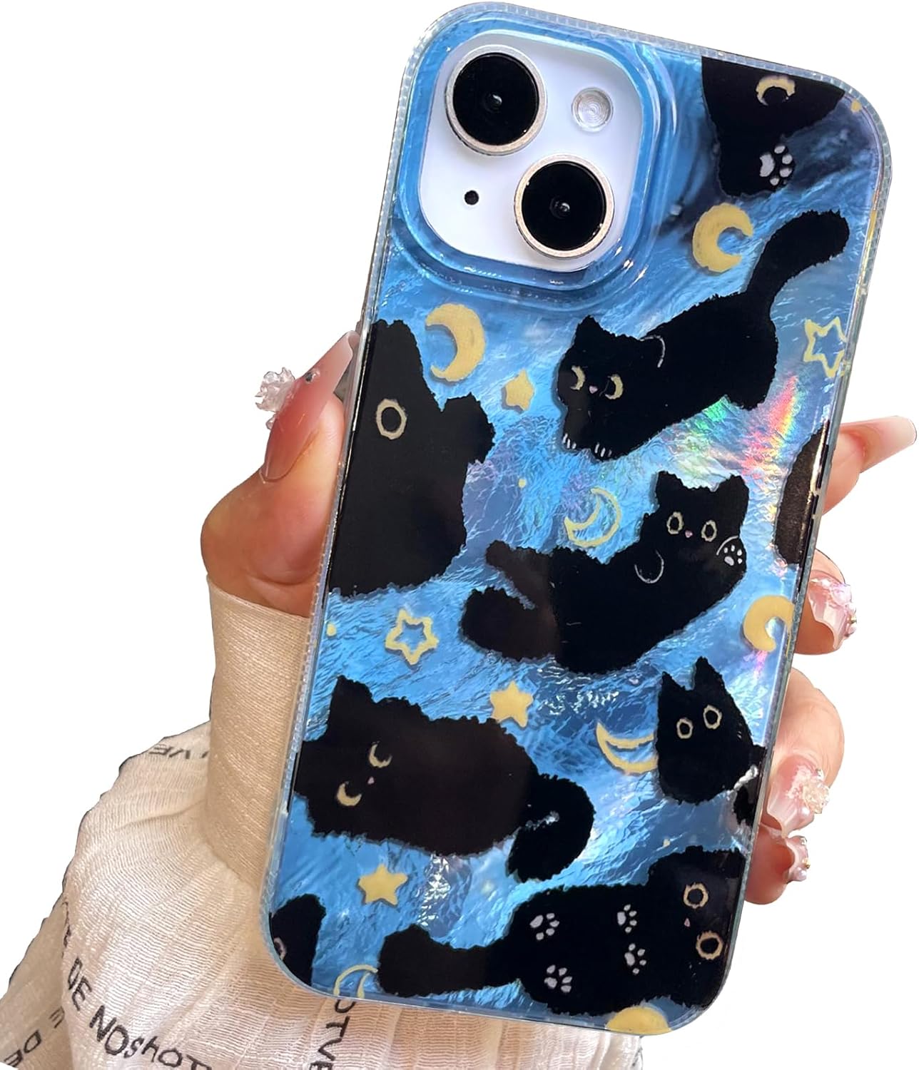iPhone 13/14 Case, Black Cat Design, Slim Silicone Bumper Case, Wireless Charging Compatible
