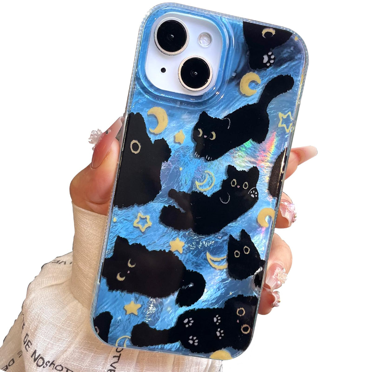 iPhone 13/14 Case, Black Cat Design, Slim Silicone Bumper Case, Wireless Charging Compatible