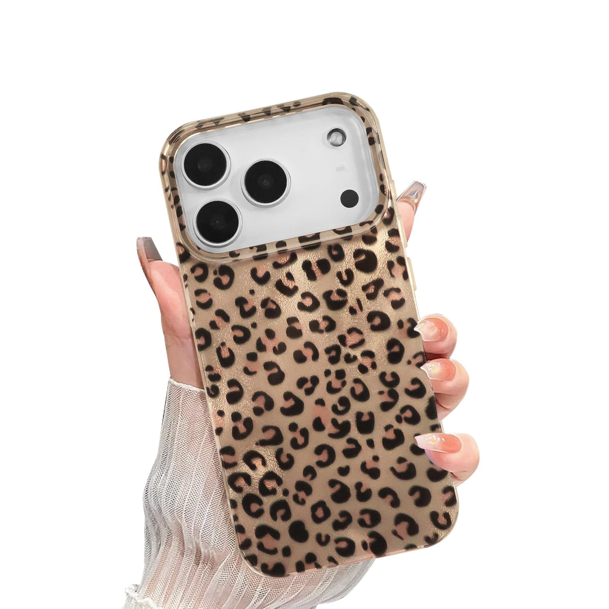 inewateri Compatible for iPhone 16 Pro Max Case with Cute Cheetah Leopard Print Retro Aesthetics Design Soft Slim TPU Shockproof Protective Bumper Glitter Shiny Phone Cover-Blue