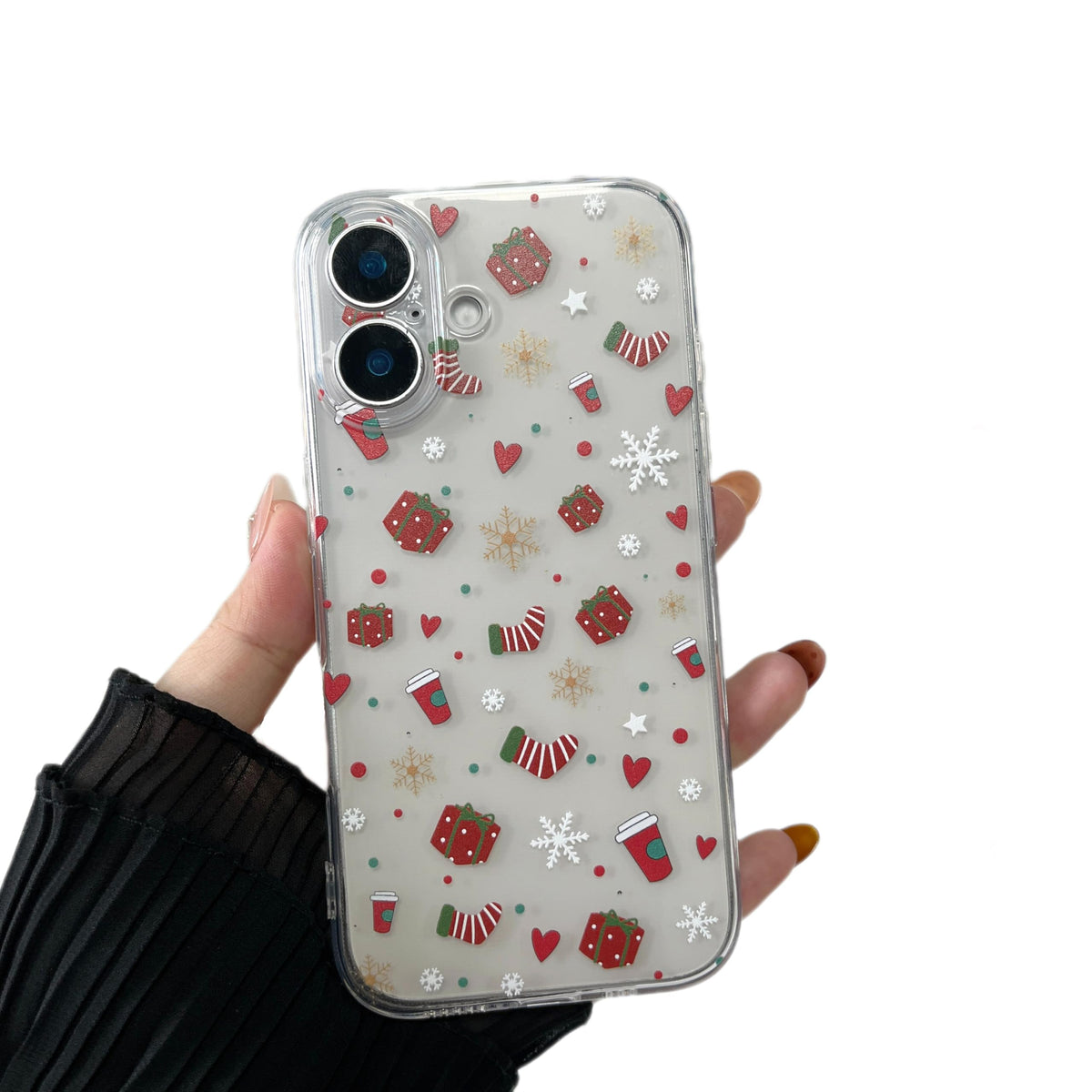 ZTOFERA Christmas Phone Case for iPhone 12 6.1 inch,Clear Cute Merry Christmas Pattern Phone Case Gifts Transparent Hard PC +TPU Bumper Shockproof Protective Cover-Gingerbread Man