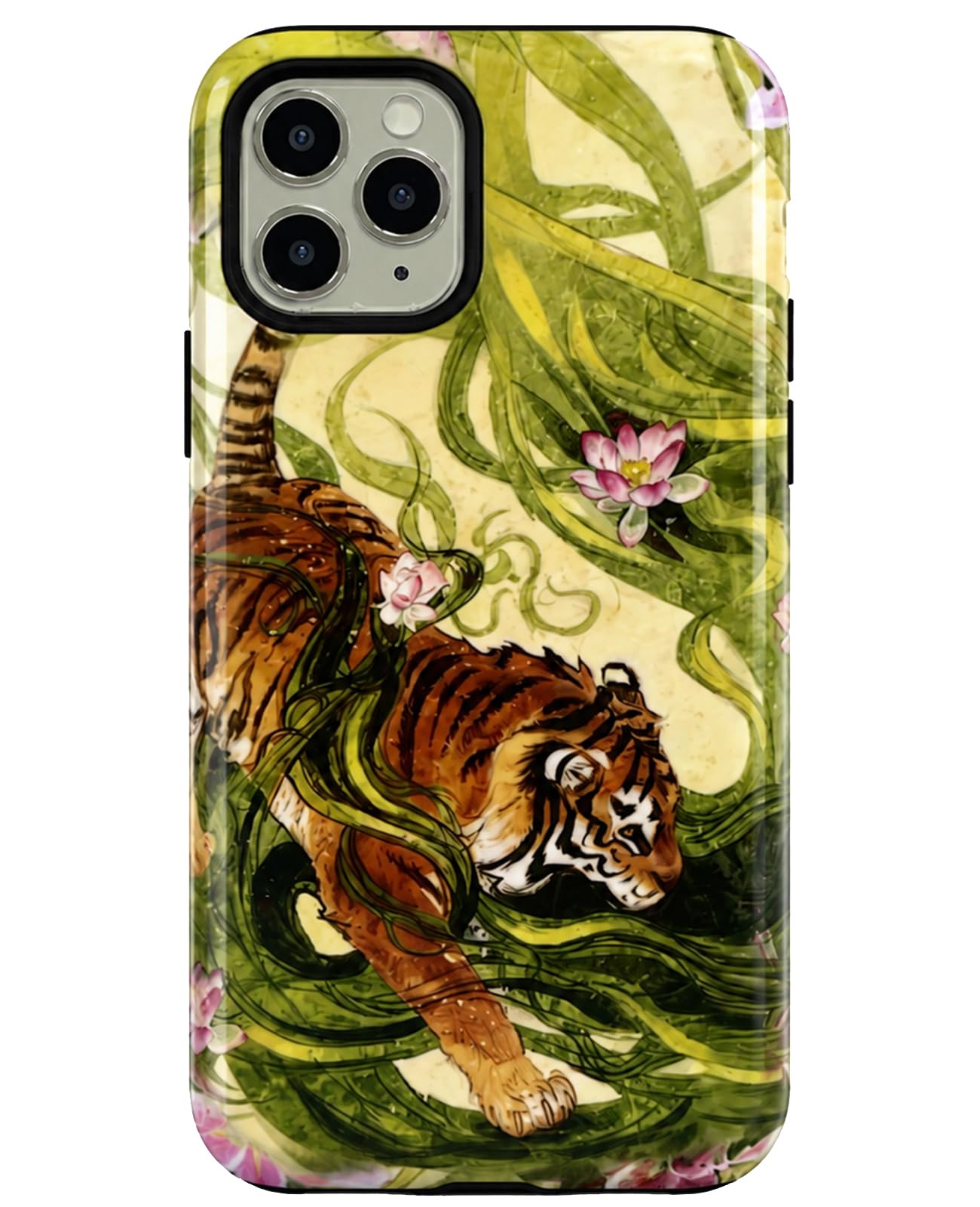 for iPhone 17 Pro Case Cute Retro Chinese-Style Tiger Phone Case Made of Hard PC Material, It Provides Full Protection with A Glossy Finish for Women (Green, iPhone 17 Pro)