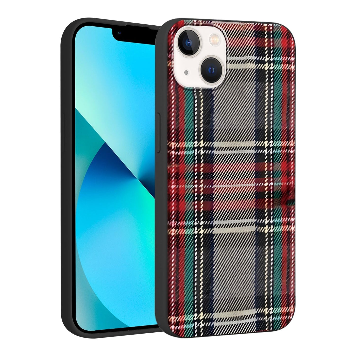 Merry Christmas Plaid Checkered Phone Case for iPhone 11 6.1", Cute Xmas Case Red Grey Scottish Tartan Grid Stripe Pattern Design Cover Shockproof Soft Silicone Protective Funda for Girl Women