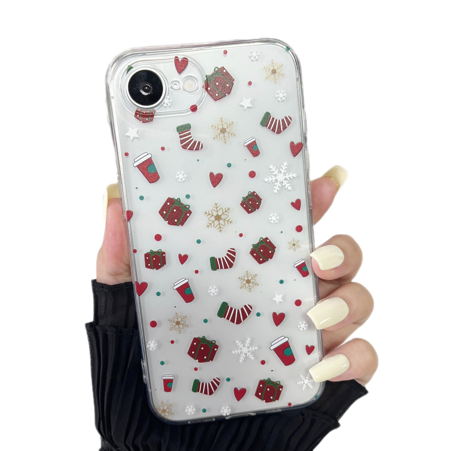 ZTOFERA Christmas Phone Case for iPhone 14 6.1 inch,Clear Cute Merry Christmas Pattern Phone Case Gifts Transparent Hard PC +TPU Bumper Shockproof Protective Cover-Gingerbread Man