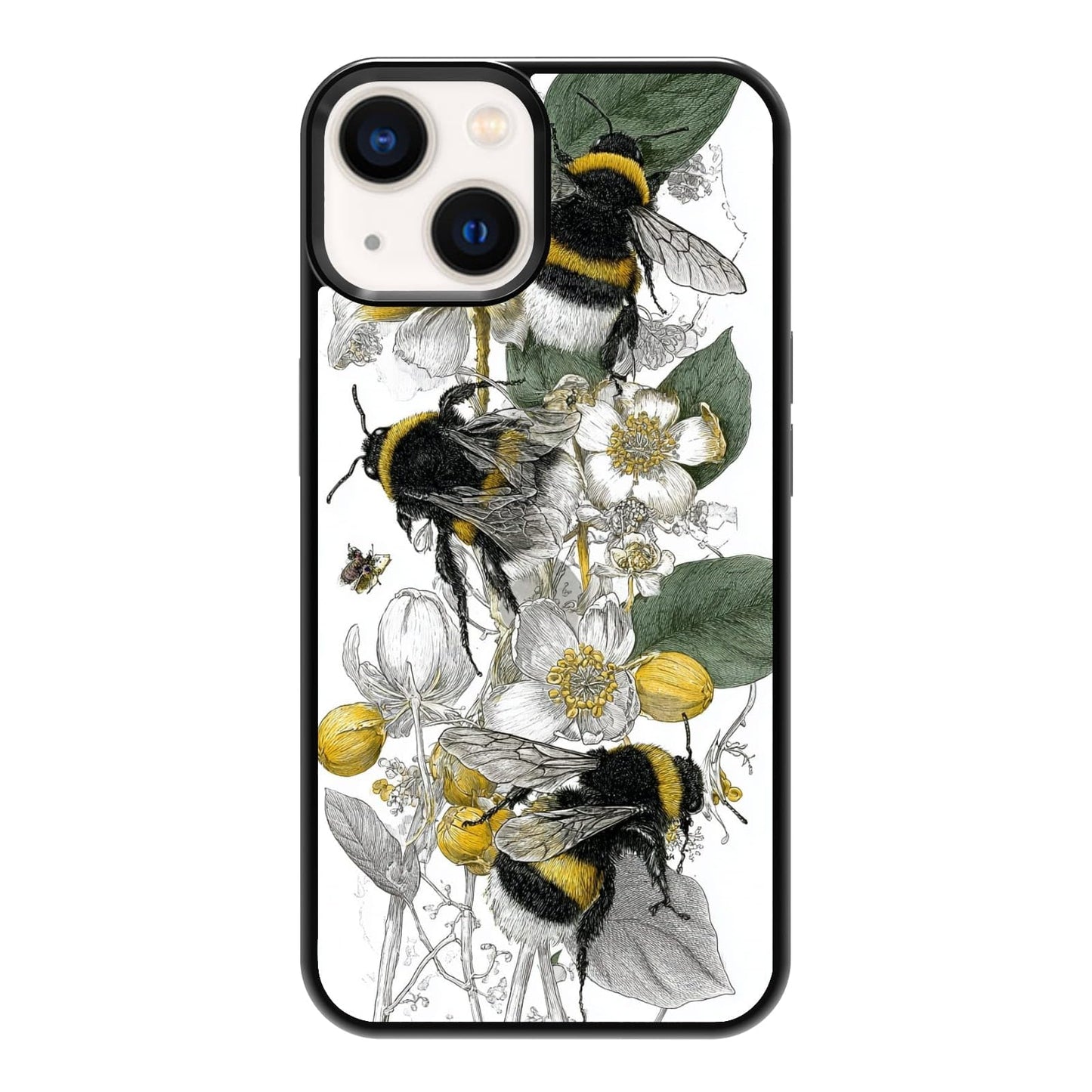 Elegant Forest Green Botanical Leaf and Plant Illustration Phone Case, Shockproof Protective Cover for iPhone 11 12 13 14 15 16 17 Pro Max Plus Mini XR 7 8 SE