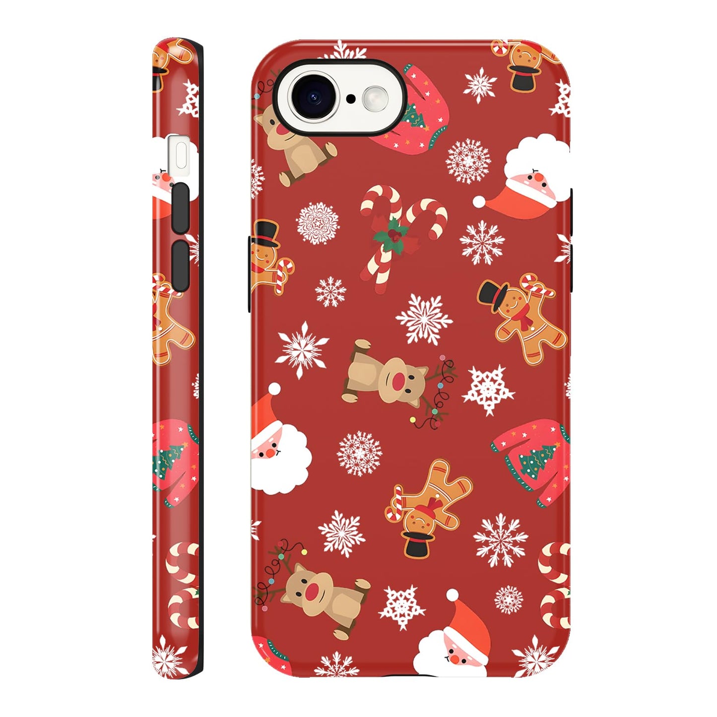 Merry Christmas Phone Case for iPhone 13/14, Cute Case with Candy Gingerbread Man Pattern, Hybrid Durable Shockproof Soft Silicone Cover for Girl Women Men Boys
