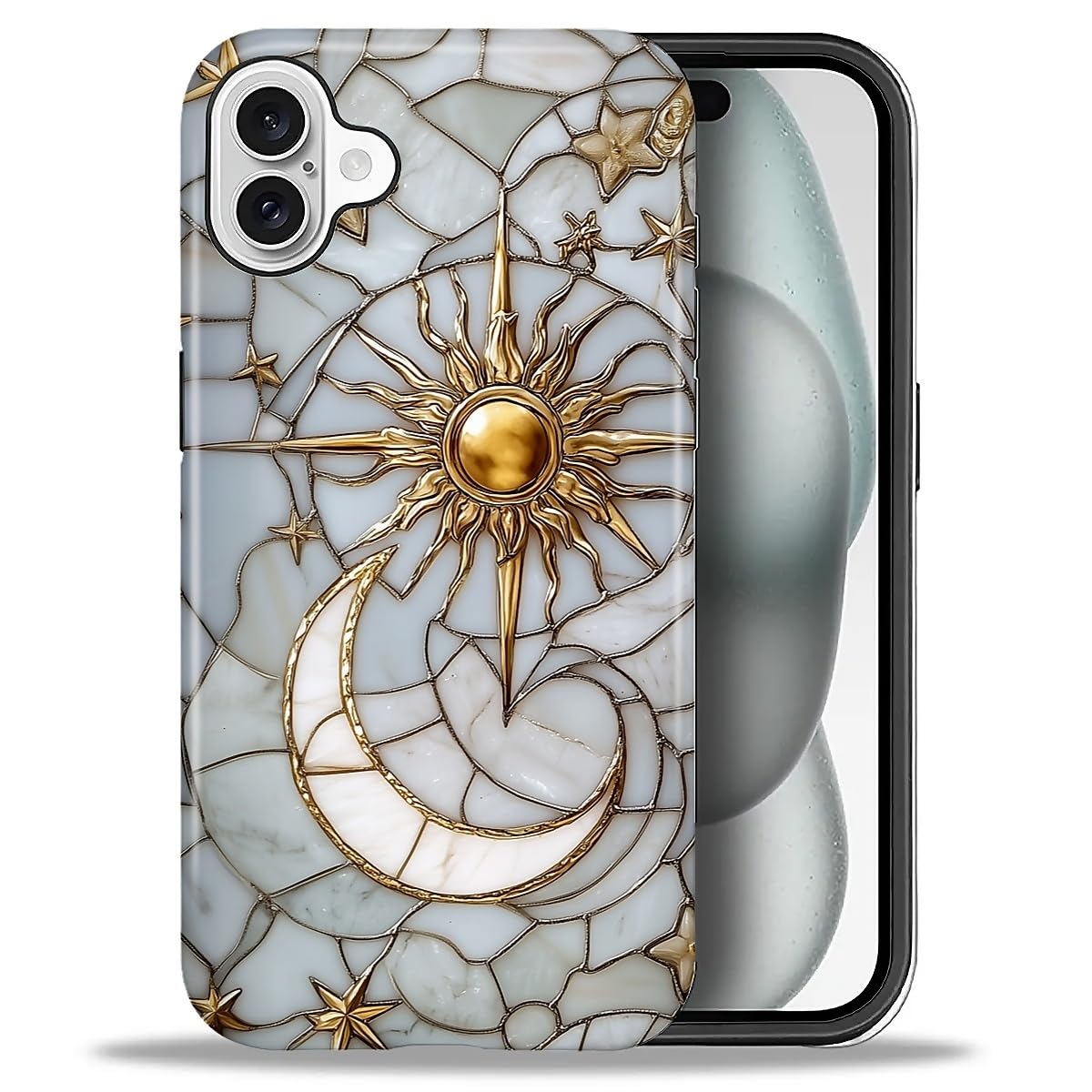 DAIZAG Case for iPhone 13 iPhone 14, Christmas Coffee Snowflake Cane Full-Body Design Hybrid Dual Protection Soft TPU + Hard PC, Shockproof Scratch-Resistant Protective Cover Phone Case for Men Women