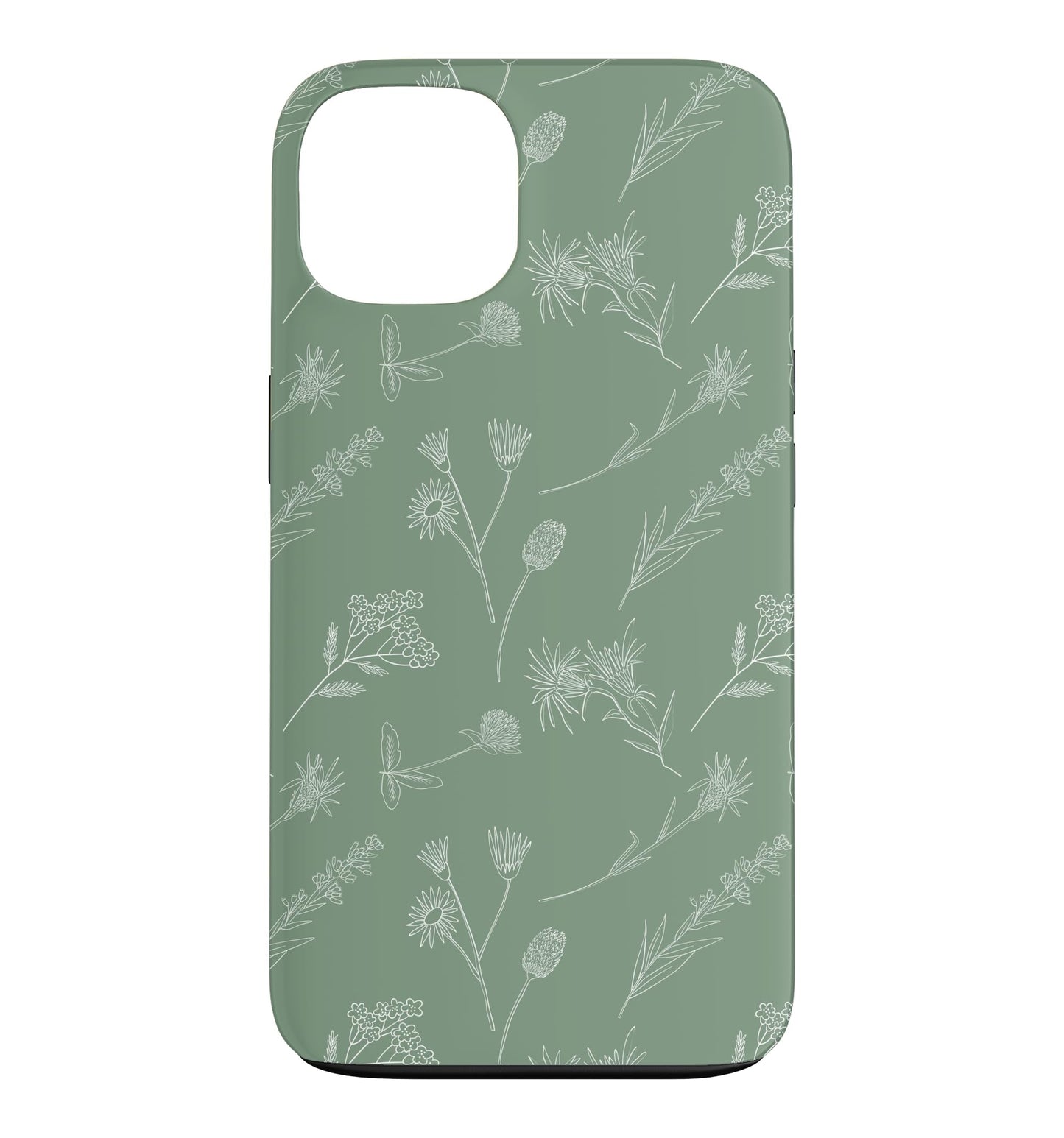 Leaves Botanical Plant Line Art Sage green Wildflower Floral Case for iPhone 16 Pro Max