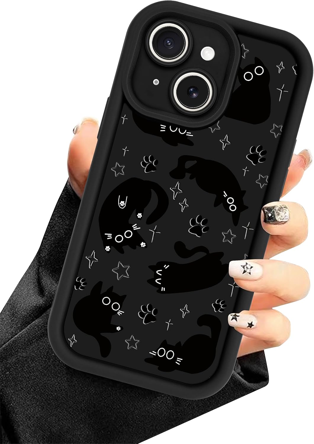Black Cat Phone Case for iPhone 17 | Cute Animal Aesthetic Design, Soft Silicone, Slim Fit Protection Shockproof Protective Cover for Women Girls