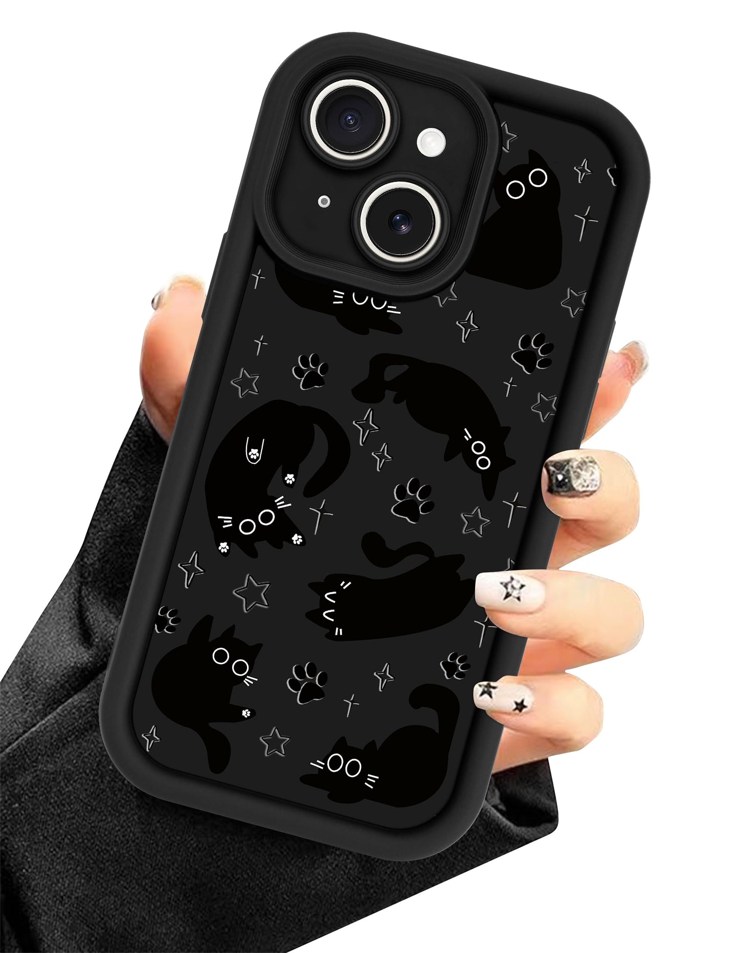 Black Cat Phone Case for iPhone 17 | Cute Animal Aesthetic Design, Soft Silicone, Slim Fit Protection Shockproof Protective Cover for Women Girls