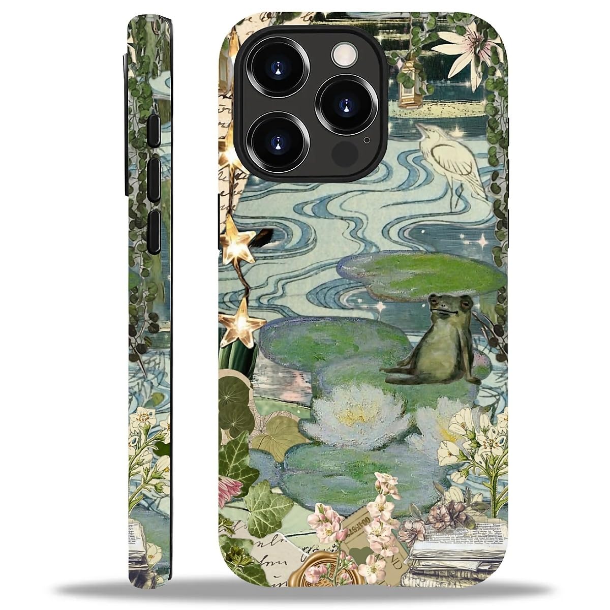 Case for iPhone 16 Pro Max,Aesthetic Frog Pond Splice Exquisitely Pattern Double Protective Phone Cover Cases Soft Silicone for iPhone 16 Pro Max