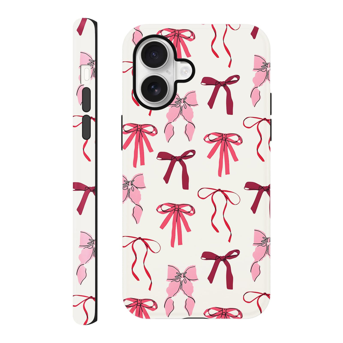 Cute Christmas Bow Phone Case for iPhone 12/12 Pro Case 6.1", Red Green Aesthetic Coquette Preppy Ribbon Bowknot Pattern Design Cover Shockproof Soft TPU Hard PC Protection Girls Women Funda