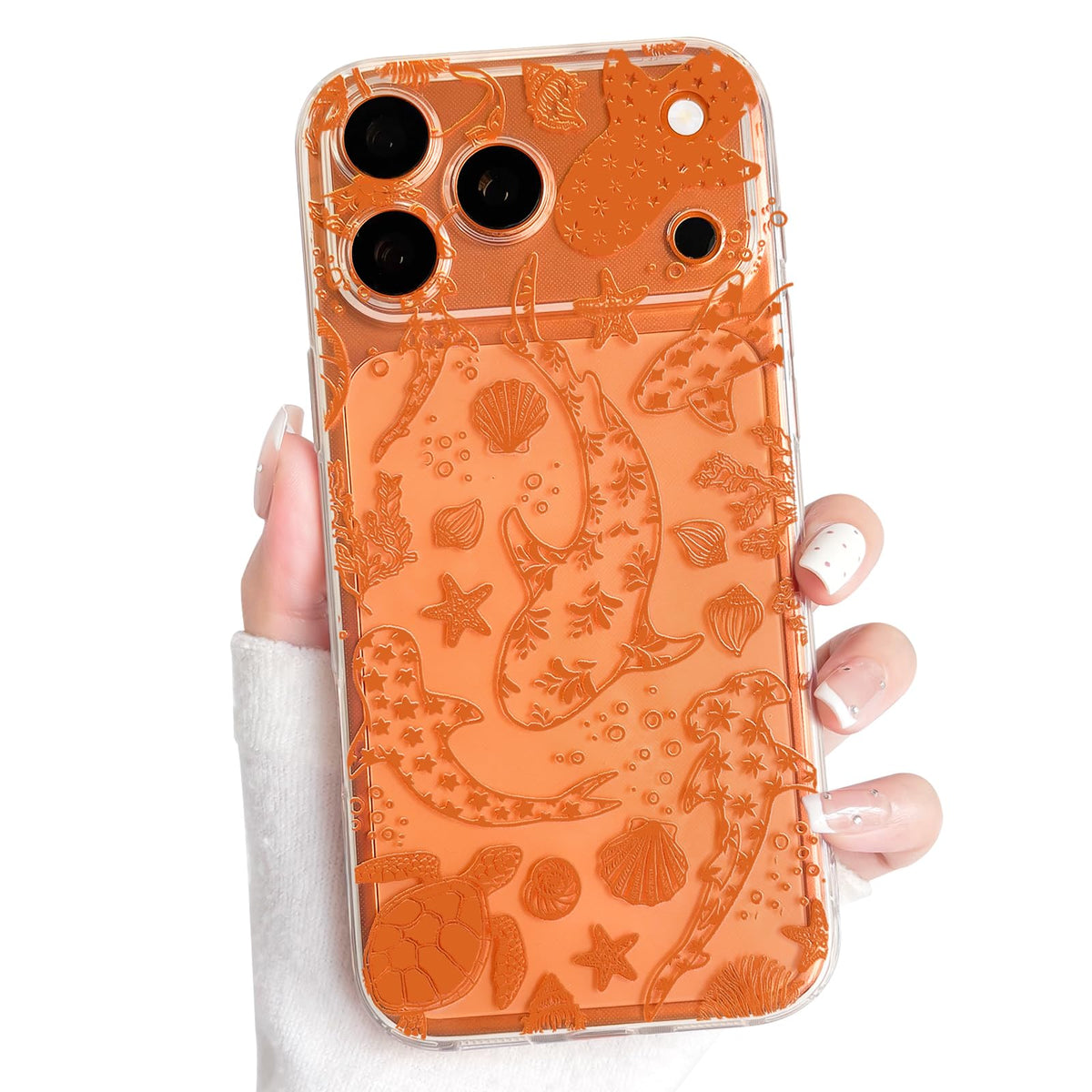 NITITOP Compatible with iPhone 16 Case Clear Sea - White Turtle | Cute, Shell whale ocean animal, For women men girls boys, Slim, Soft TPU, Shockproof