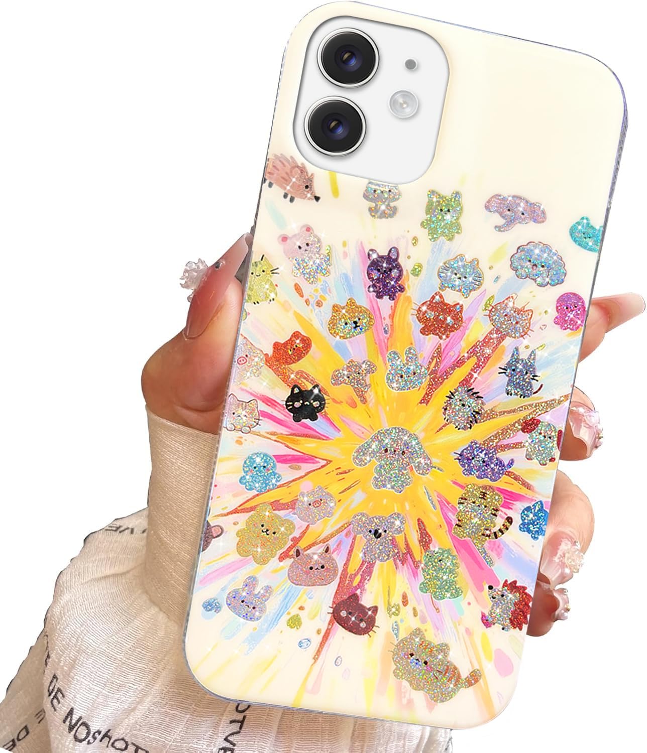 for iPhone 13 Case & iPhone 14 Case Shiny Cute cat Design,Fun Dog Soft Slim TPU Shockproof Protective Bumper Adorable Phone Cases Cover for Women Girls Aesthetic,iPhone 14/13 6.1"