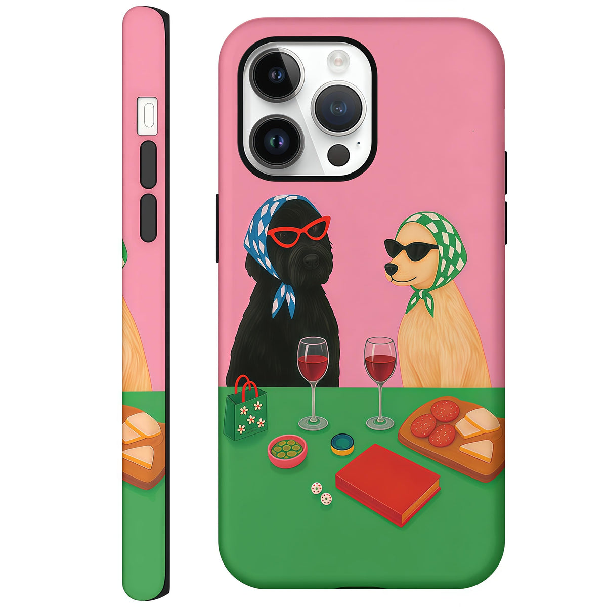 Candlelight Dinner Dog Case for iPhone 12/12 Pro | Hard Hybrid 2-Layer Design, Protective Scratch Resistant Cover for Women Girls