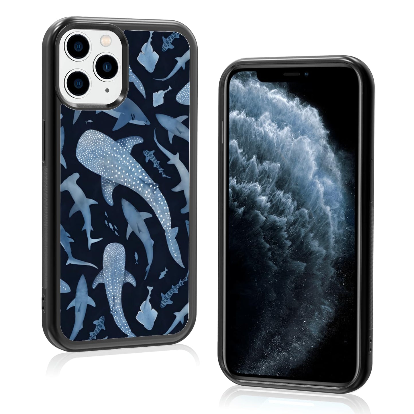 Cute Blue Shark Aesthetic Phone Case for iPhone 14 & 13 Case for Women Teen Girls Kids Girls -6.1Inch