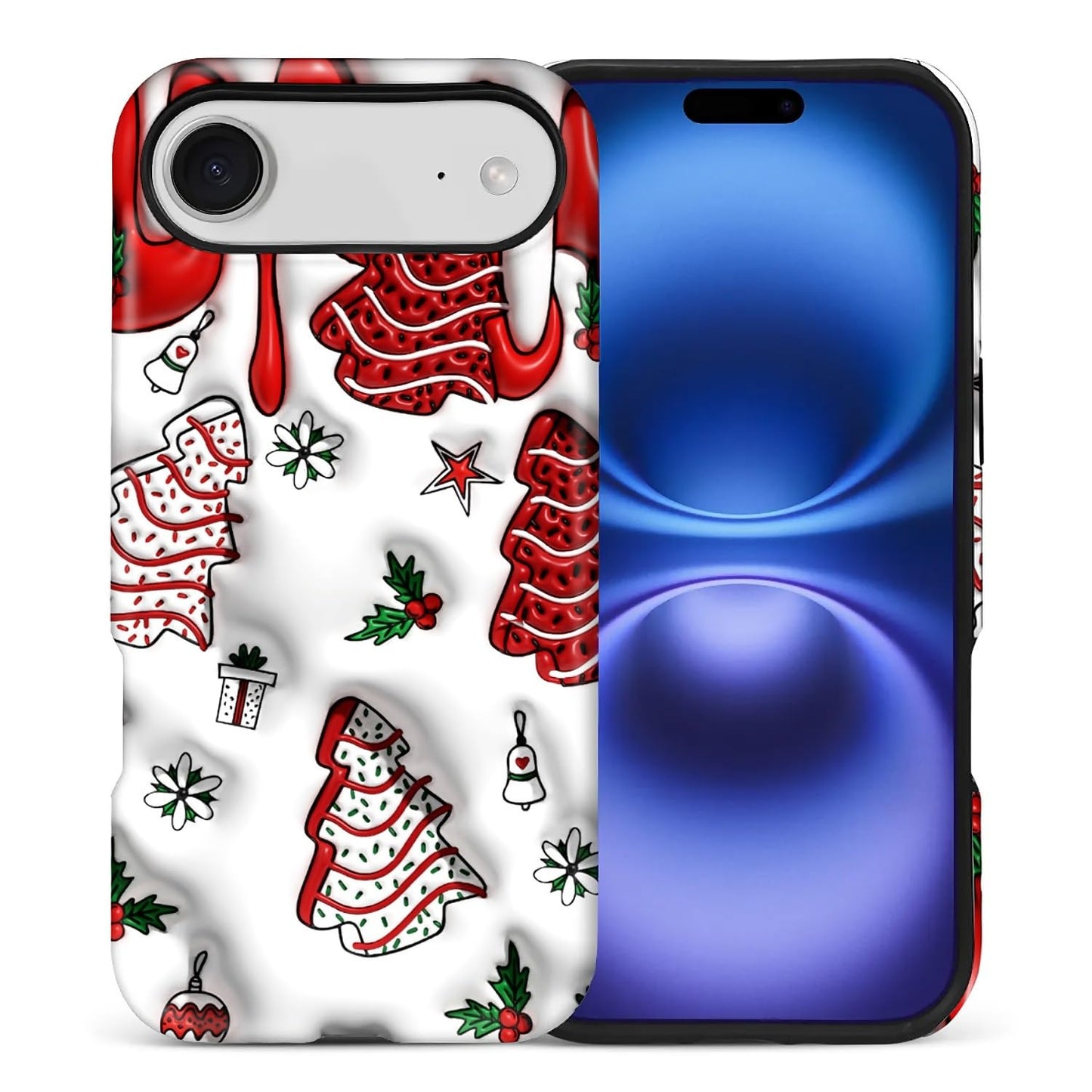 Case for iPhone 17,Drop Protection Hybrid 2-Layer Hard Phone Cover-Vintage Christmas Stamps Collage