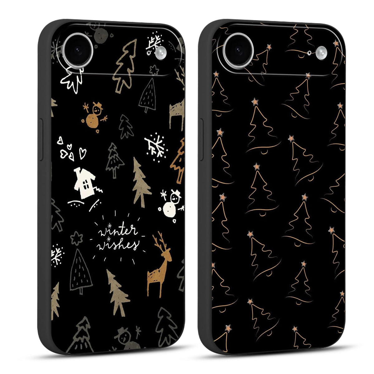 2 Pack Merry Christmas Phone Case for iPhone 13 / iPhone 14 6.1", Cute Red Christmas Truck Car Tree Candy Snowflake Pattern Case Anti-Scratch Shockproof Soft Silicone Gifts Girl Women Cover