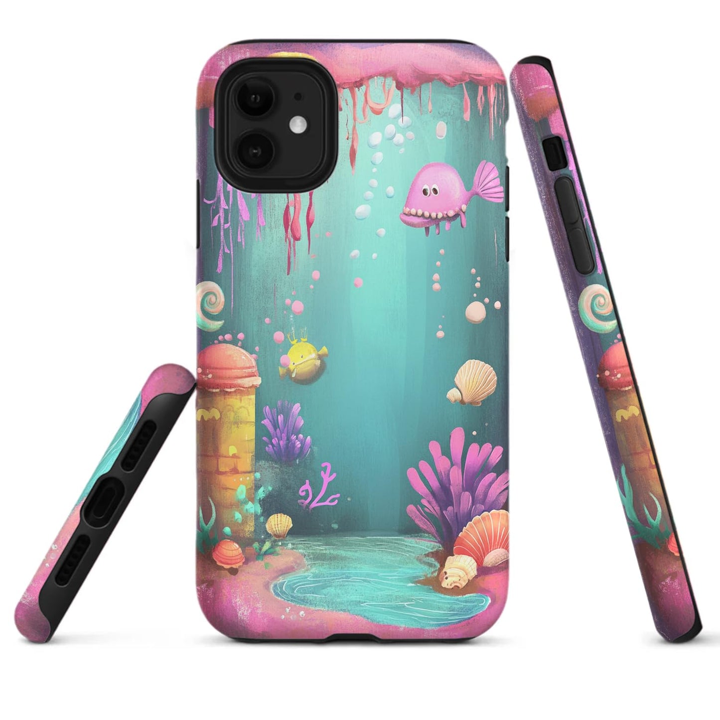 Raindrops Potted Plants Phone Case Compatible with iPhone 16 15 14 13 12 Compatible with Samsung Galaxy S25 S23 Plus S21 FE S22 Dual Layer Sturdy Shockproof Full Protection with Mag-Safe