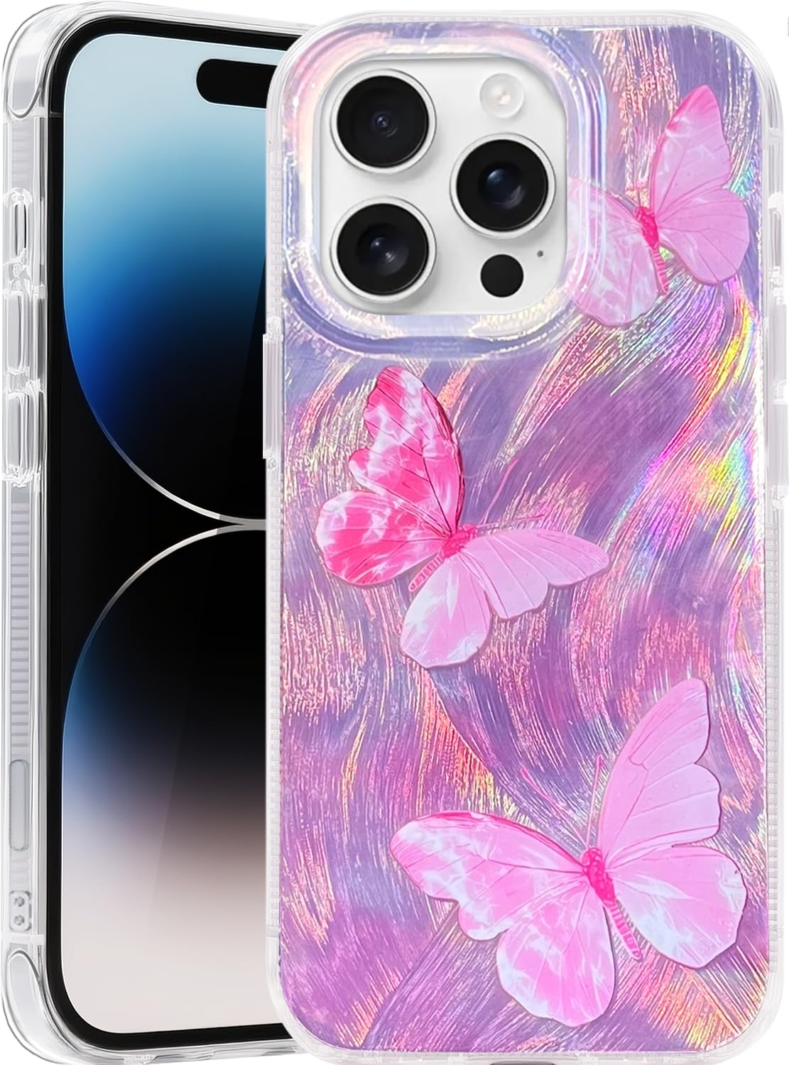 Compatible with iPhone 17 Case,with [Soft Slim][Camera Protection] Cute Fishing Cats Shiny Aesthetic Phone Cover Anti-Yellowing Shockproof Protective Cover for Women Girl