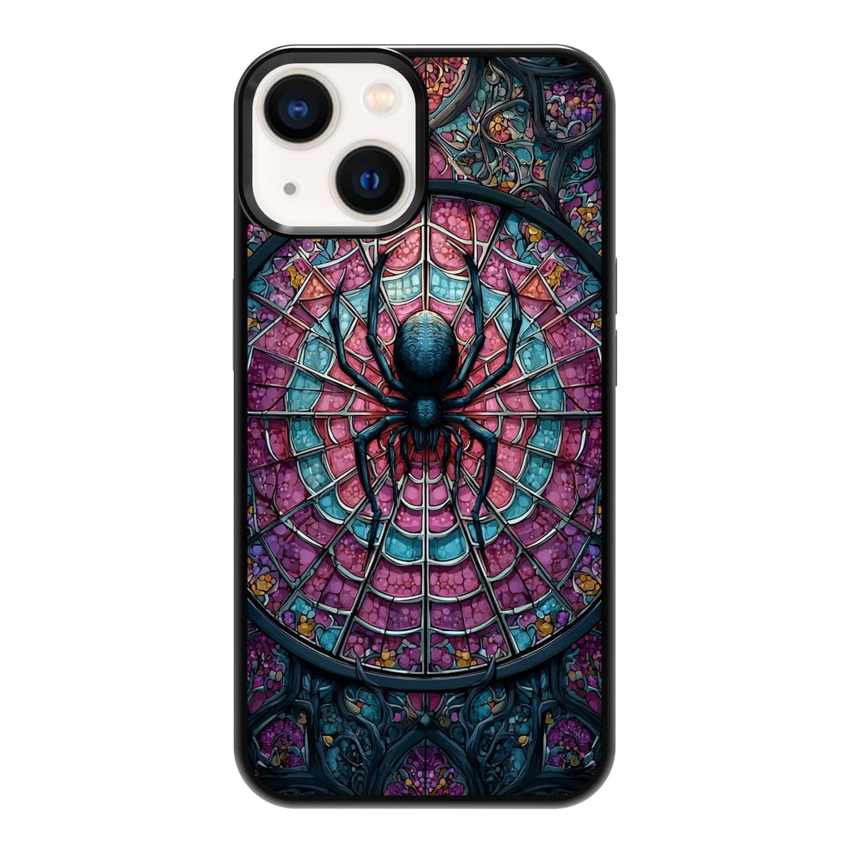 Nature Stained Glass Green Forest Tree Sunlight Phone Case, Shockproof Protective Cover for iPhone 11 12 13 14 15 16 17 Pro Max Plus Mini XR 7 8 SE