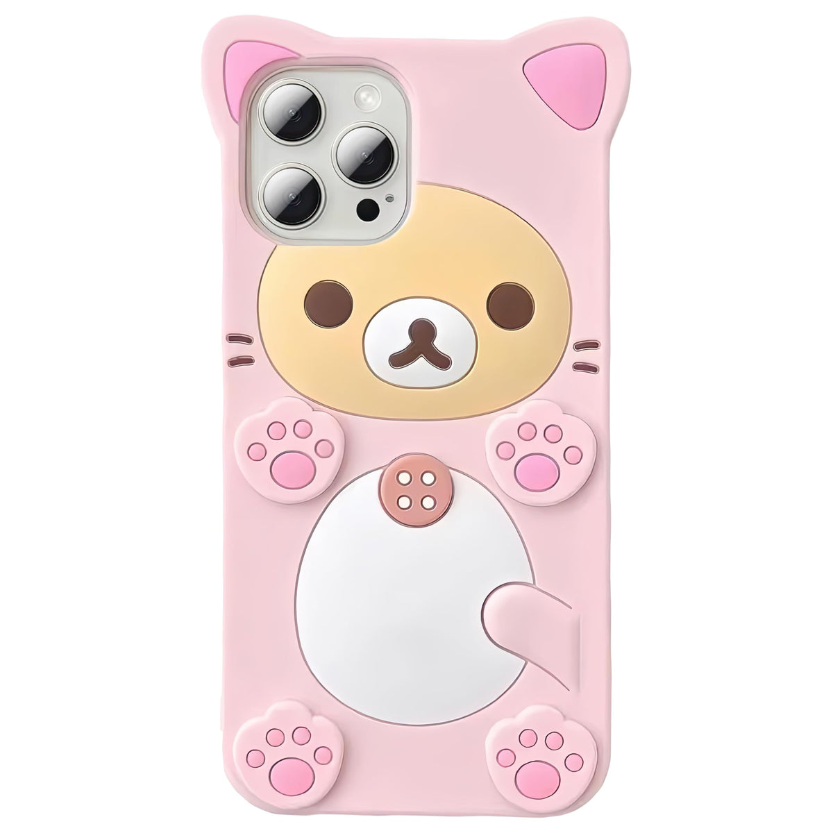 IAIYOXI 3D Cute Cartoon Bear Phone Case for iPhone 14 - Fashionable and Stylish - Funny Pink Bear Design - Soft TPU Protective Case - Kawaii Silicone Cover for Women, Girls, and Kids