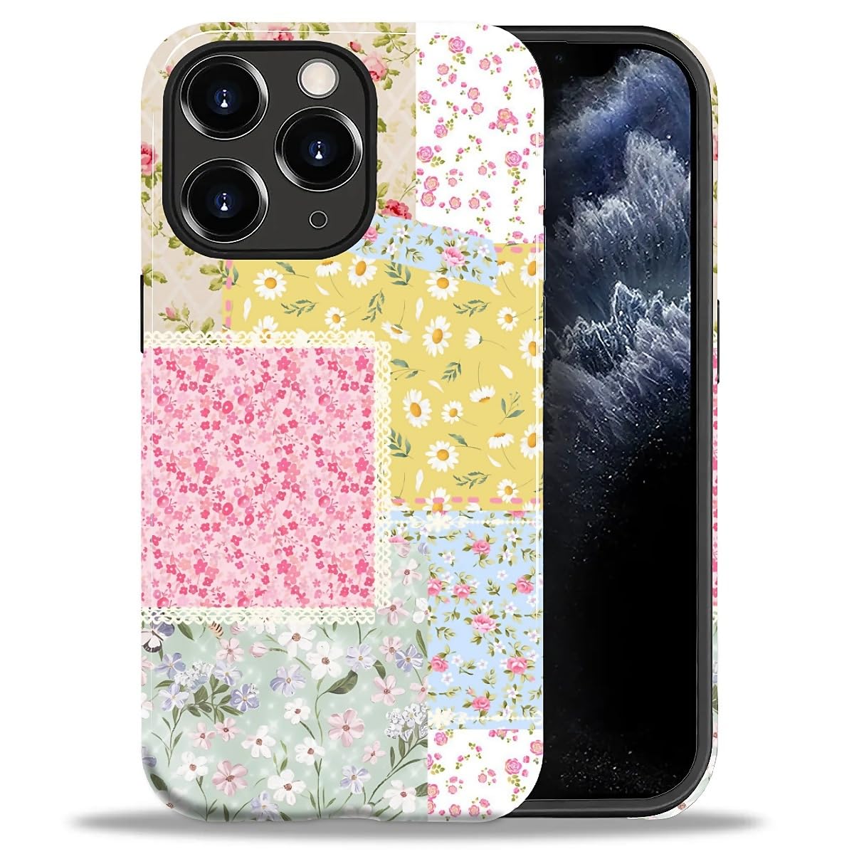 DAIZAG Case for iPhone 13 iPhone 14, Christmas Coffee Snowflake Cane Full-Body Design Hybrid Dual Protection Soft TPU + Hard PC, Shockproof Scratch-Resistant Protective Cover Phone Case for Men Women
