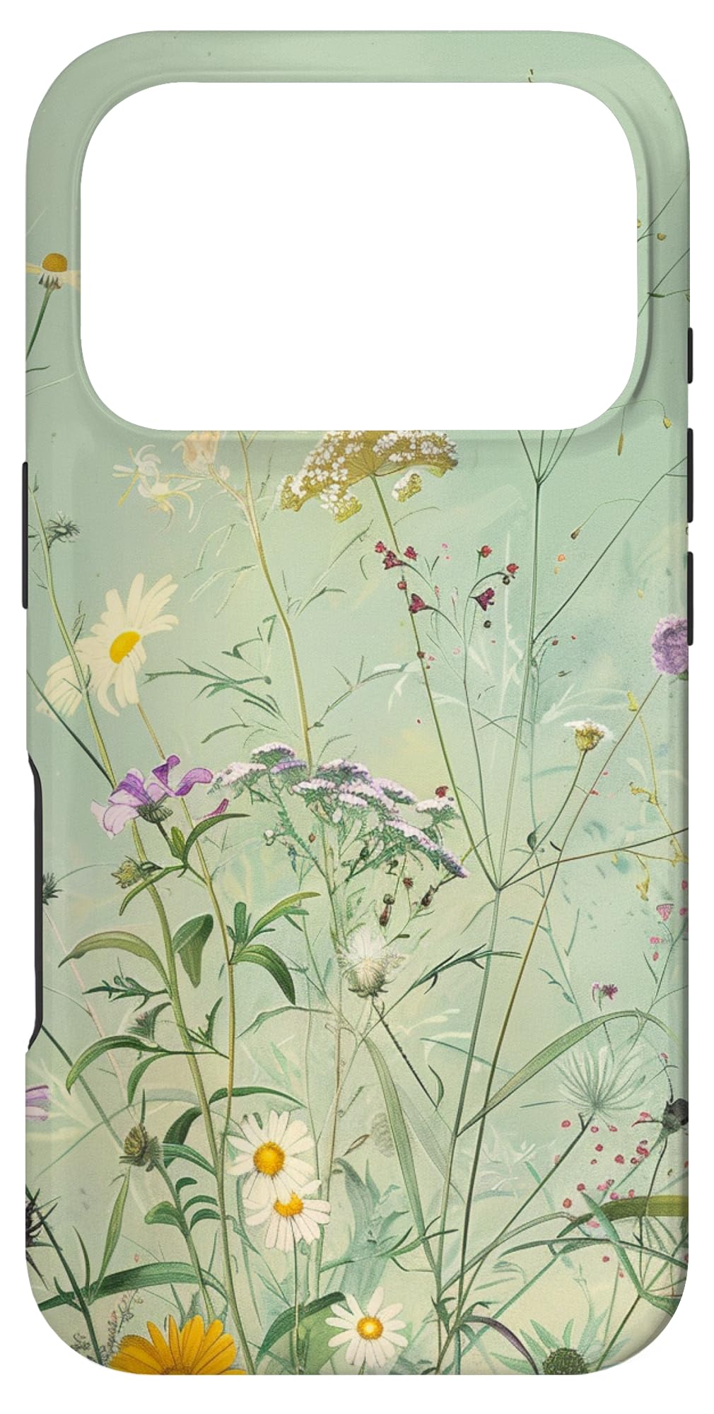 Sage Green Boho Botanical Wildflowers Plants Case for iPhone 16 Pro Max