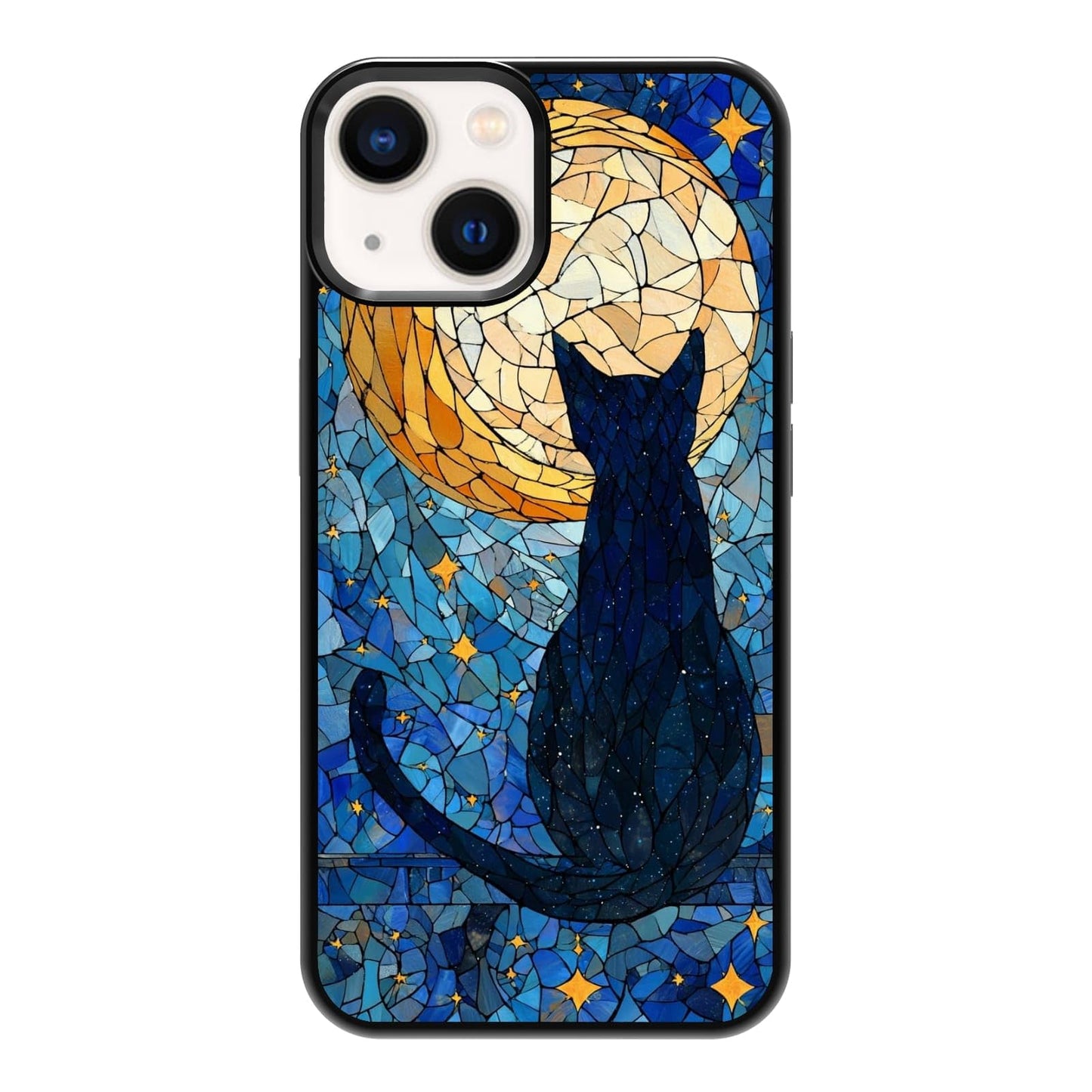 Lush Tropical Monstera Leaves Black Cat Botanical Art Phone Case, Shockproof Protective Cover for iPhone 11 12 13 14 15 16 17 Pro Max Plus Mini XR 7 8 SE