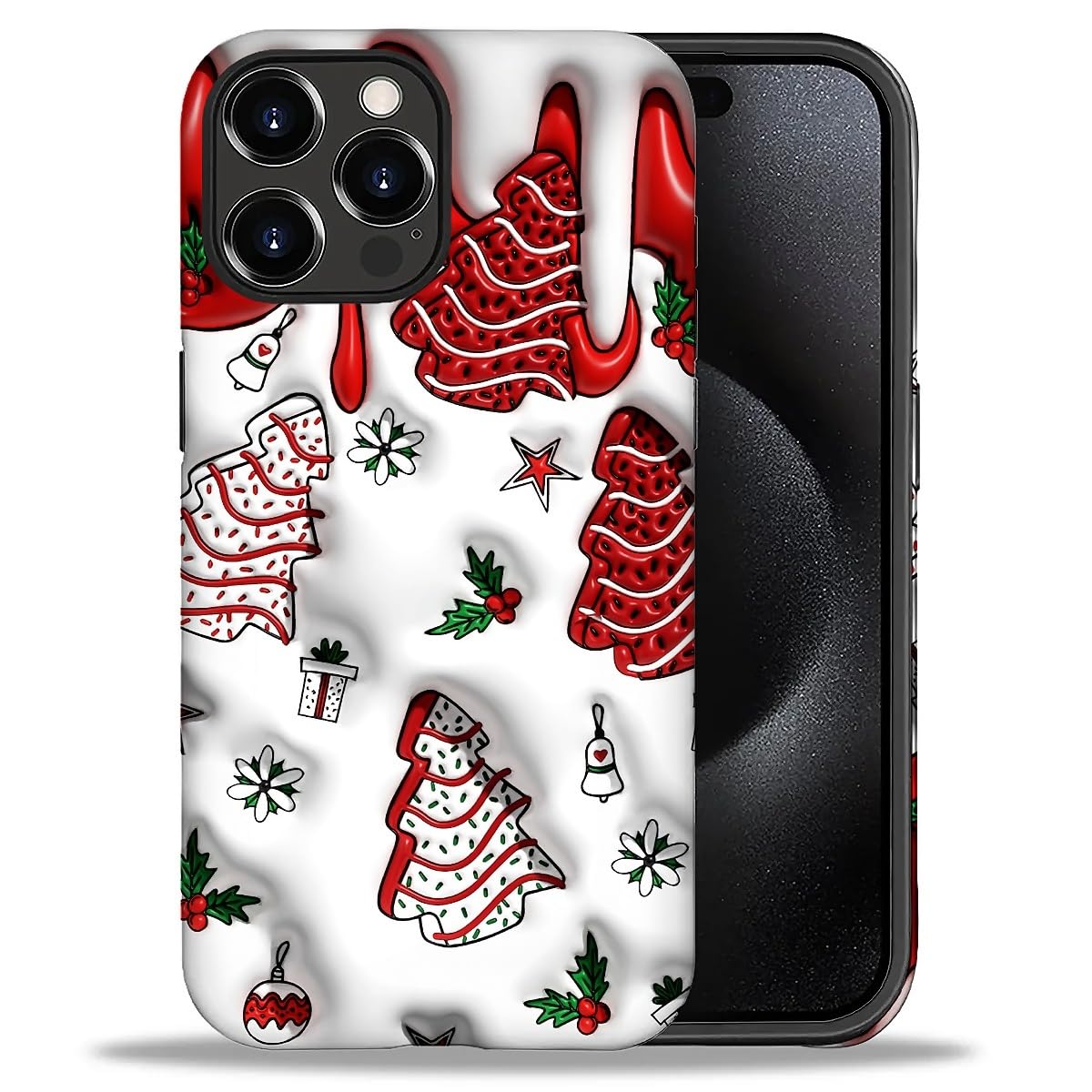 Case for iPhone 17,Drop Protection Hybrid 2-Layer Hard Phone Cover-Vintage Christmas Stamps Collage
