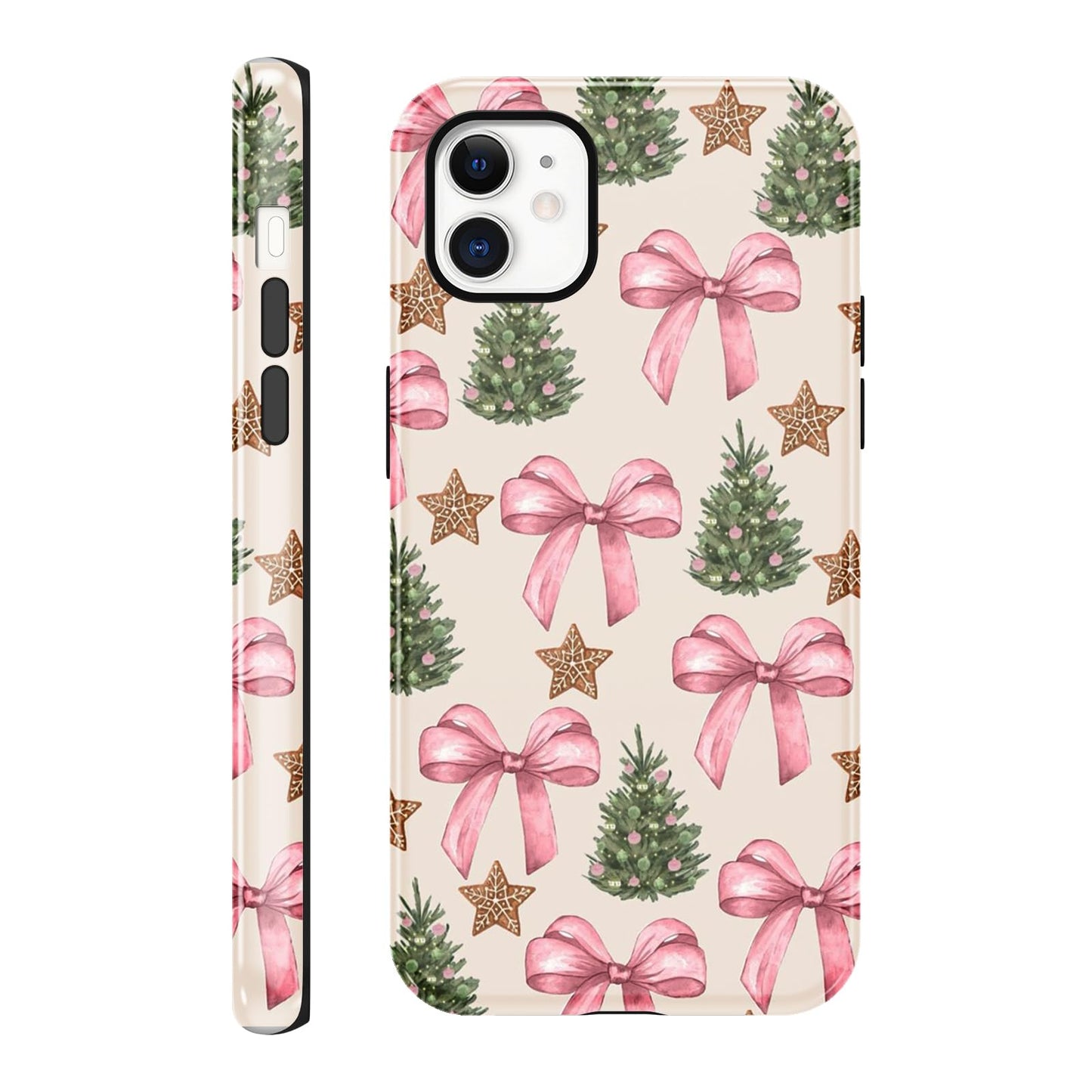Merry Christmas Phone Case for iPhone 13/14, Cute Case with Candy Gingerbread Man Pattern, Hybrid Durable Shockproof Soft Silicone Cover for Girl Women Men Boys