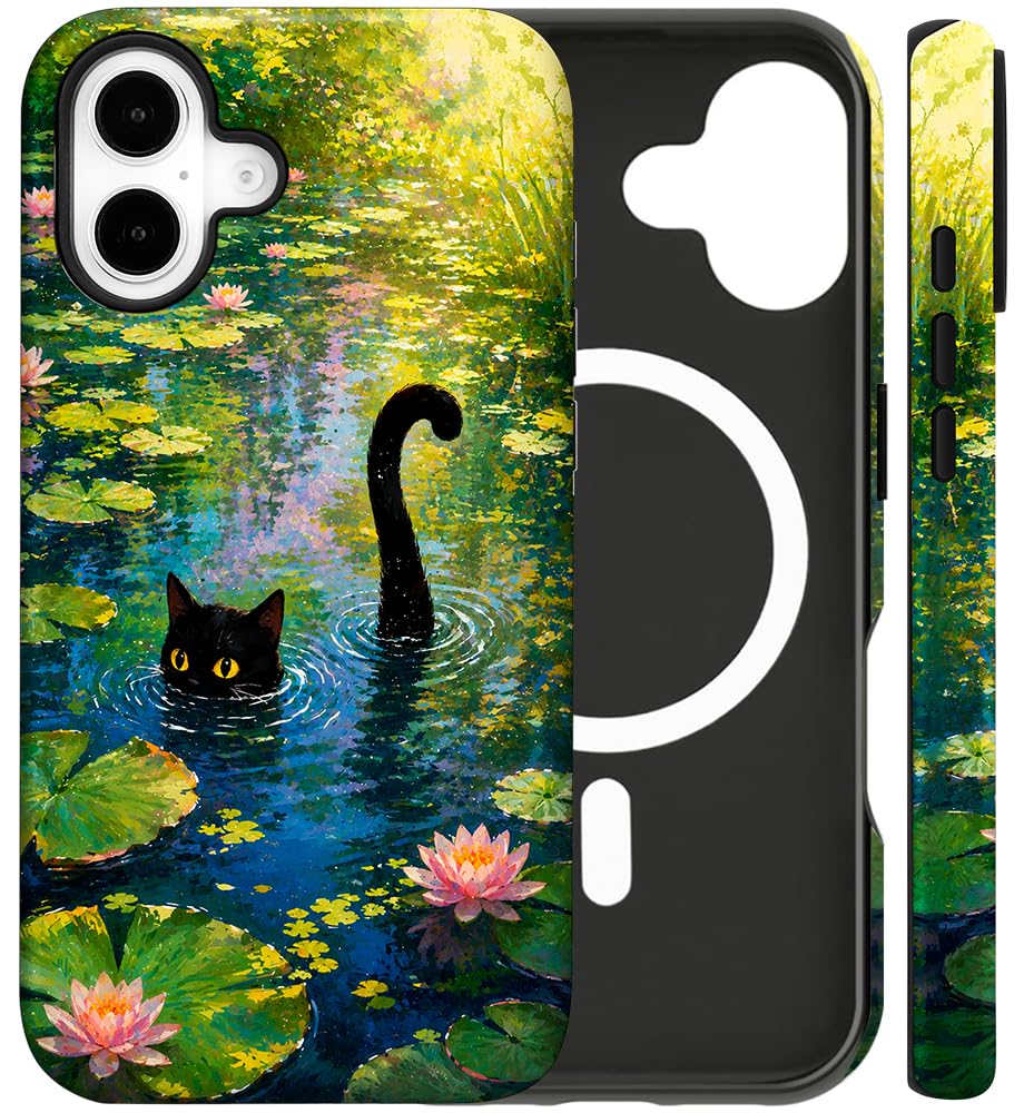 Magnetic for iPhone 13/14 Case Cute Cat Phone Case, Apricot | Shockproof Slim TPU and Hard PC Protective Phone Cover Compatible with MagSafe Designed for Women Girls Gift