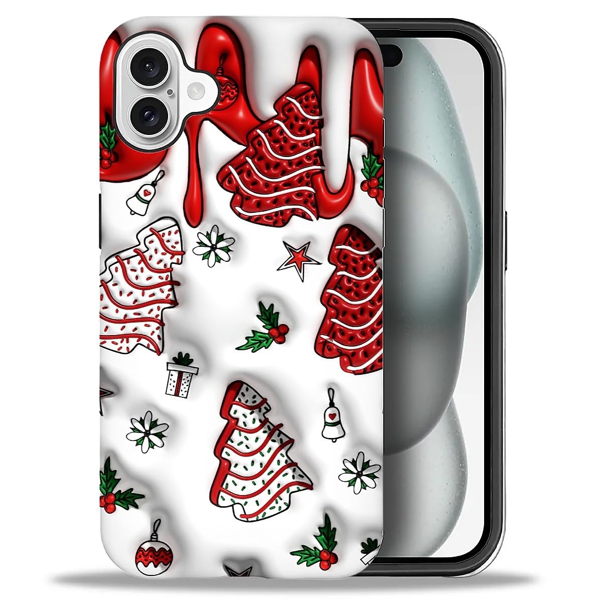 Case for iPhone 17,Drop Protection Hybrid 2-Layer Hard Phone Cover-Vintage Christmas Stamps Collage