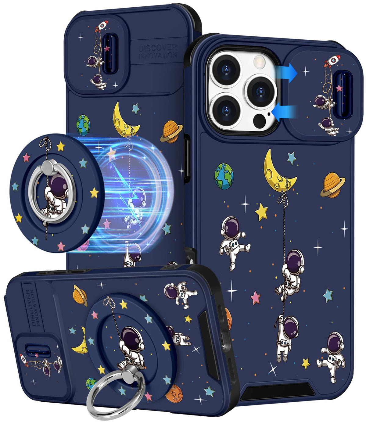 Buleens for iPhone 17 Pro Max Case 6.9 Inch - with Ring Stand & Camera Cover Aesthetic Cute Designed for Women Girls Girly Cartoon Kawaii Dogs Phone Case for iPhone 17 Pro Max Compatible with Magsafe